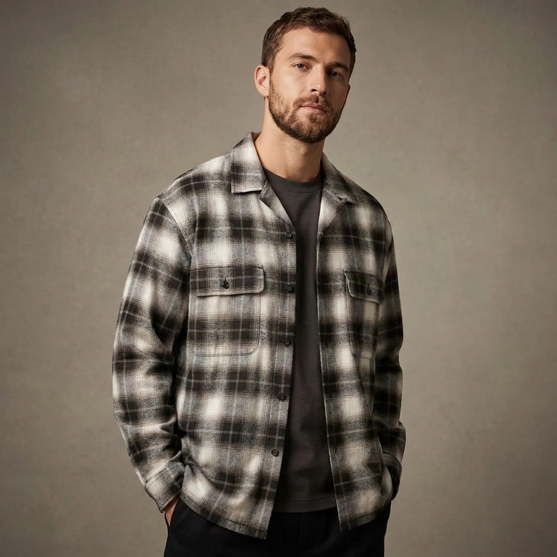 Фланелева сорочка UNIQLO and JW ANDERSON в клітинку 1159853502 (Сірий XXL)