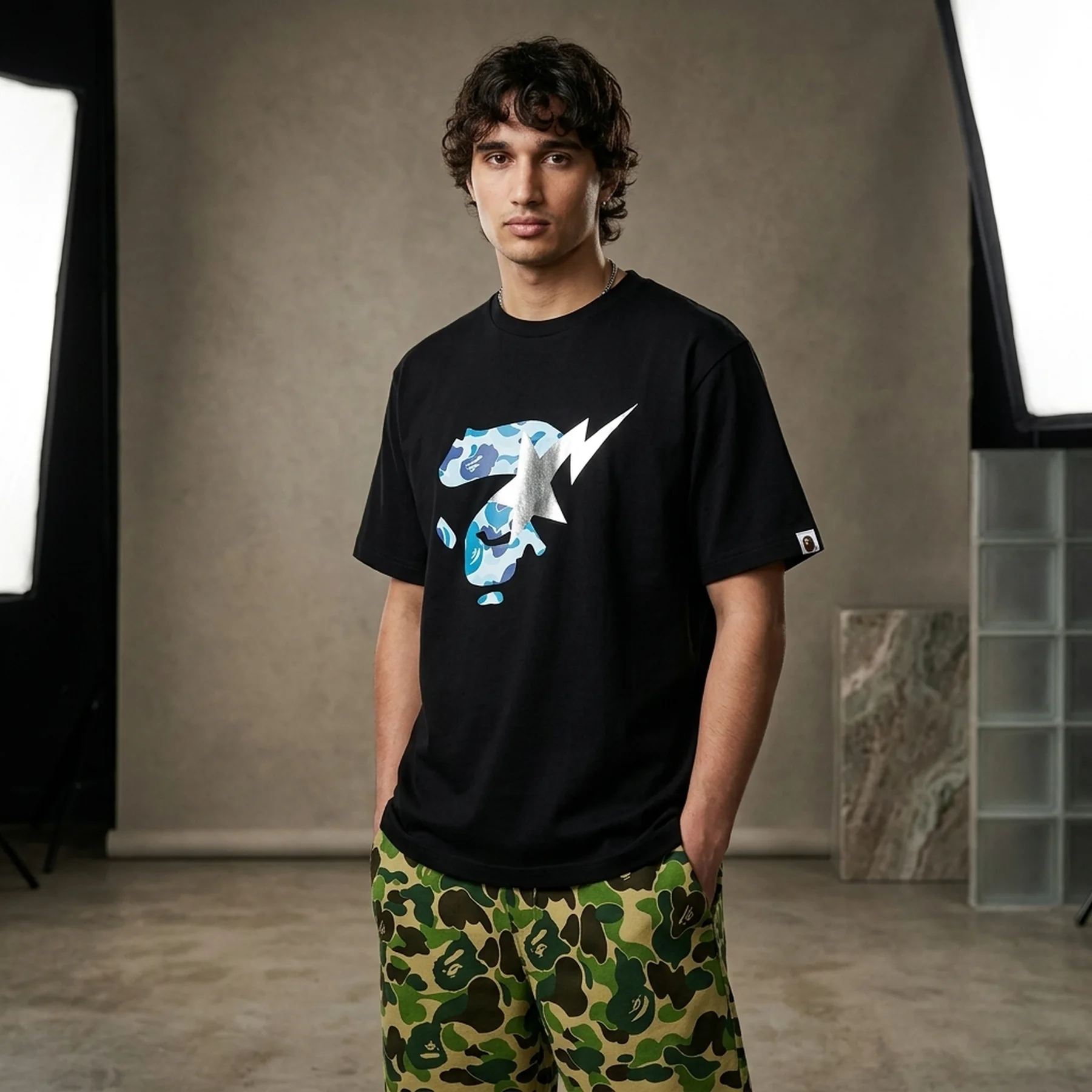 Футболка A BATHING APE ABC CAMO APE FACE STA