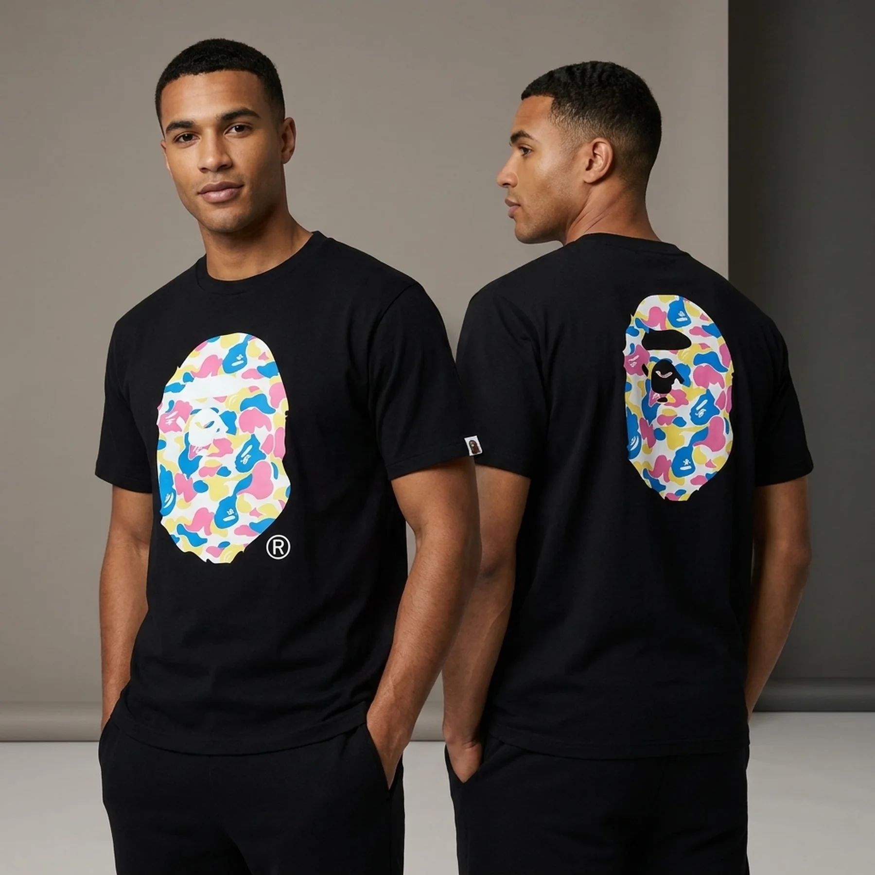 Футболка чоловіча A Bathing Ape Men's New Multi Camo Big Ape Head Tee