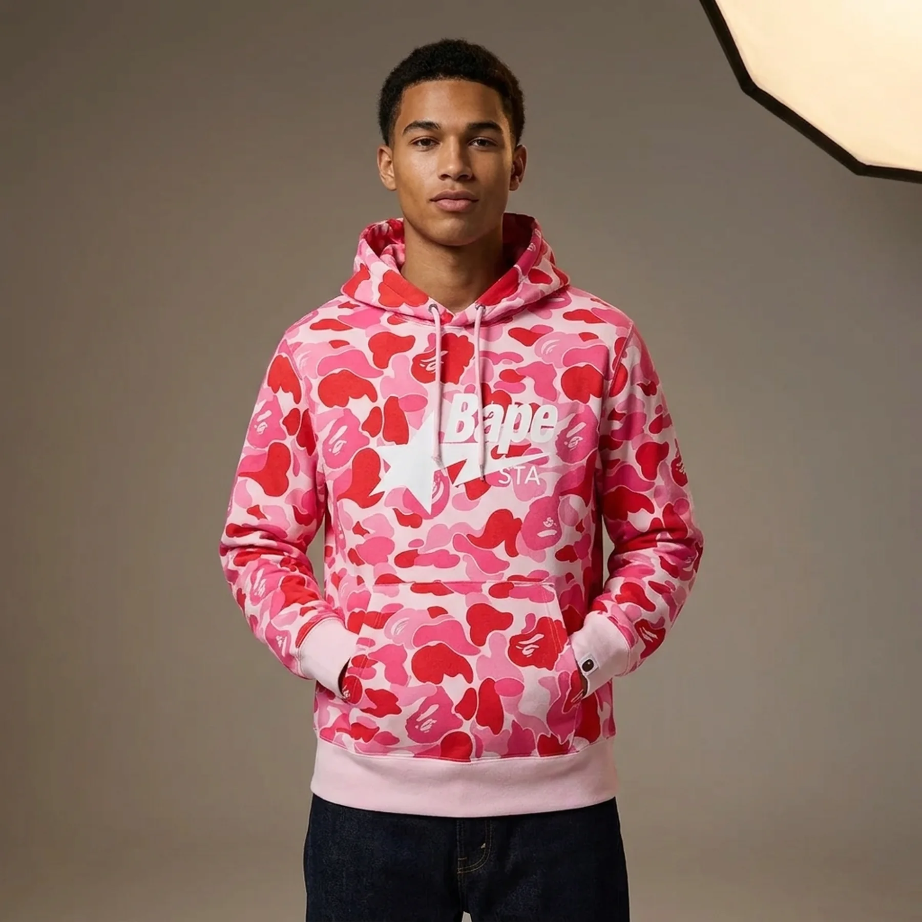 Футболка чоловіча A Bathnig Ape Men's Abc Camo Bape Sta Pullover Hoodie Pink