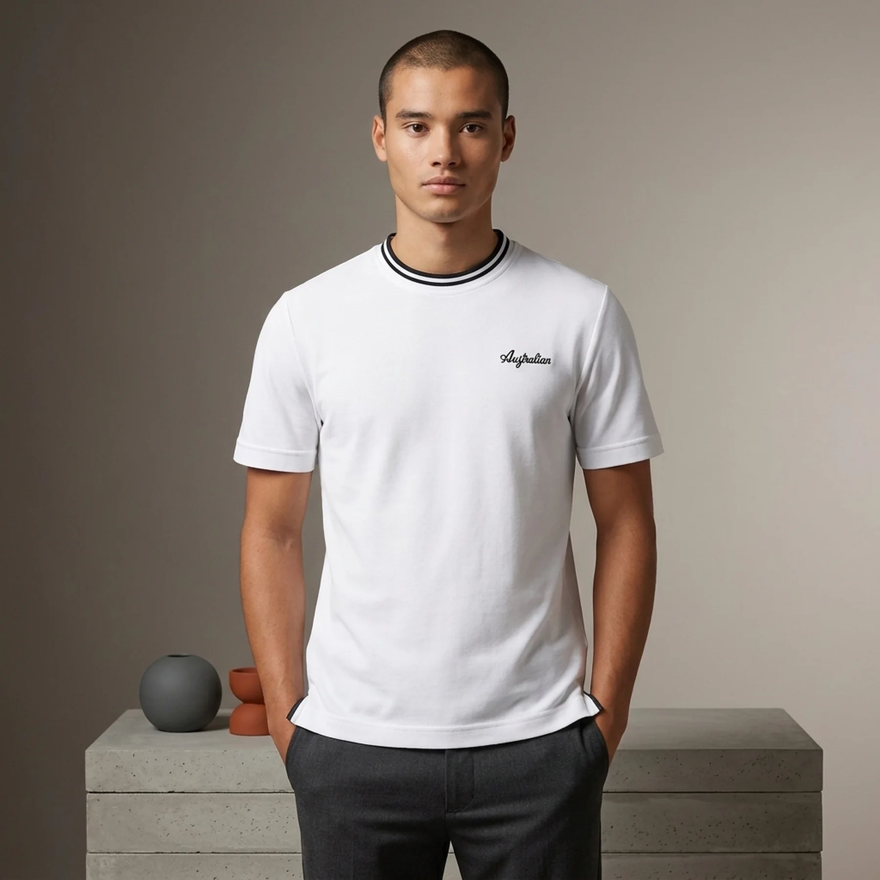 Футболка чоловіча Australian Easy Tech Pique T-Shirt R-Fit White (LSUTS0003-002A)