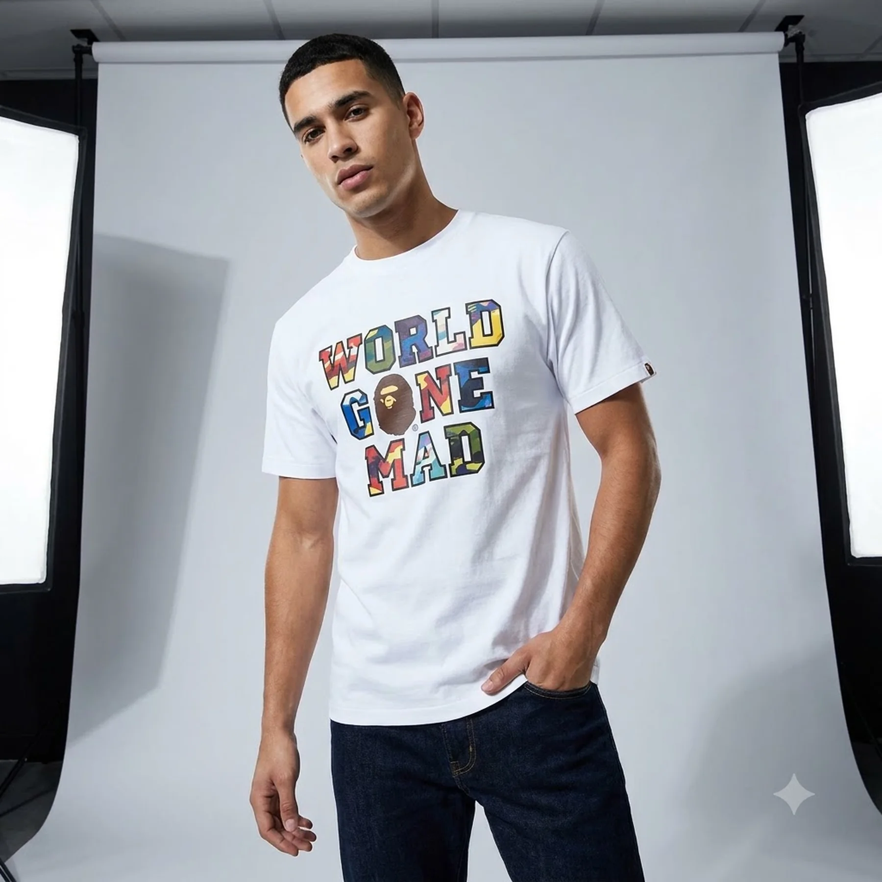 Футболка чоловіча Bape A Bathing Ape Color Camo Wgm Ape Head Overlap Tee (001TEK801024M)