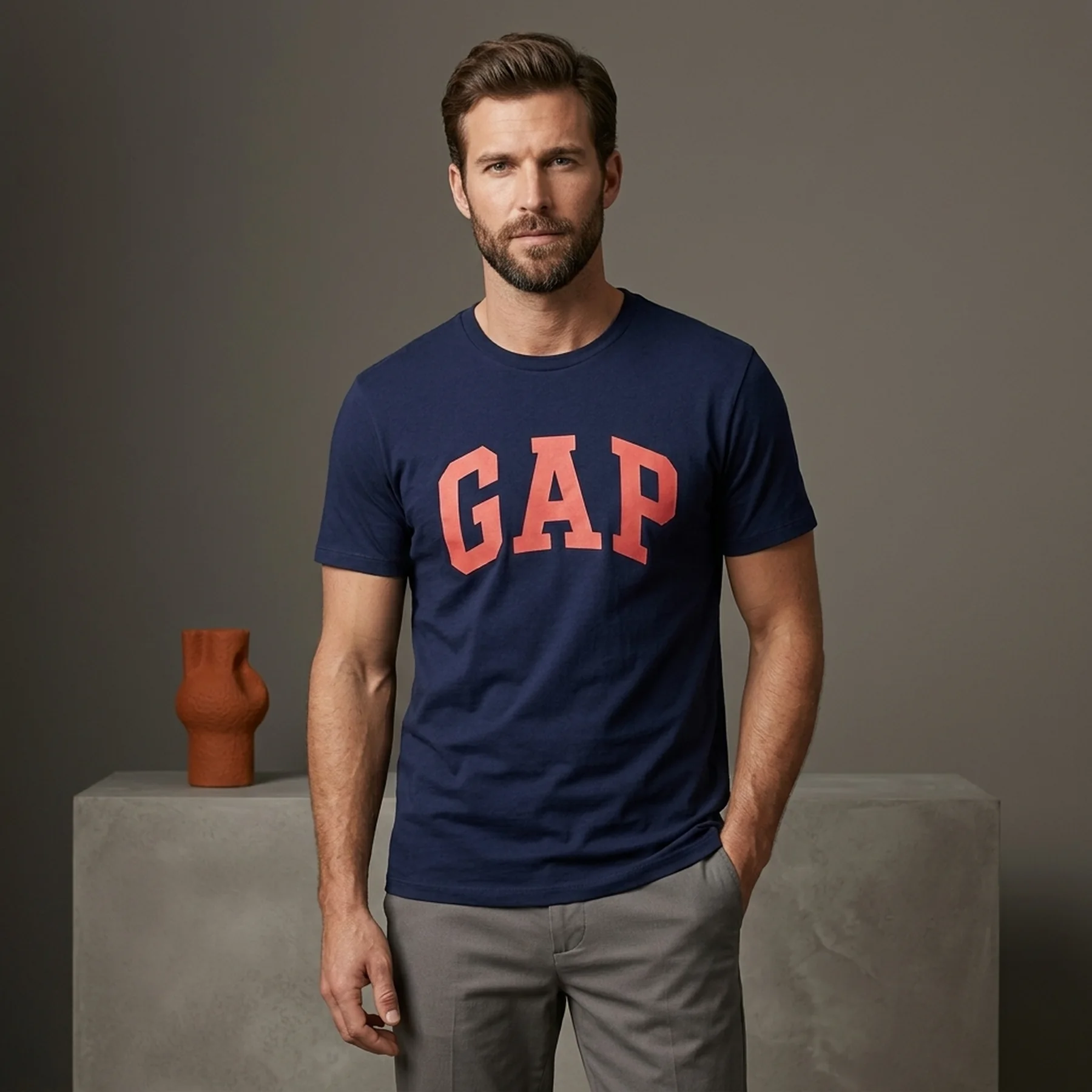 Футболка чоловіча Gap V-Basic Logo T Blue (550338-04)