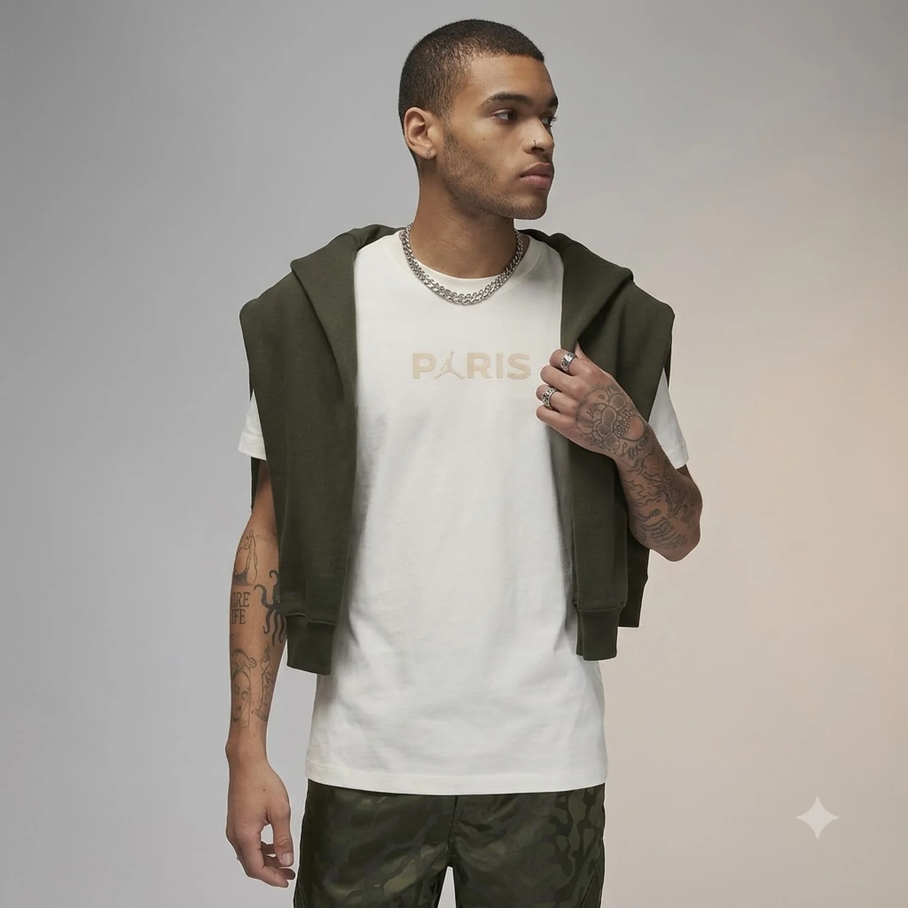Футболка чоловіча Jordan Psg Logo Beige (FN5332-133)