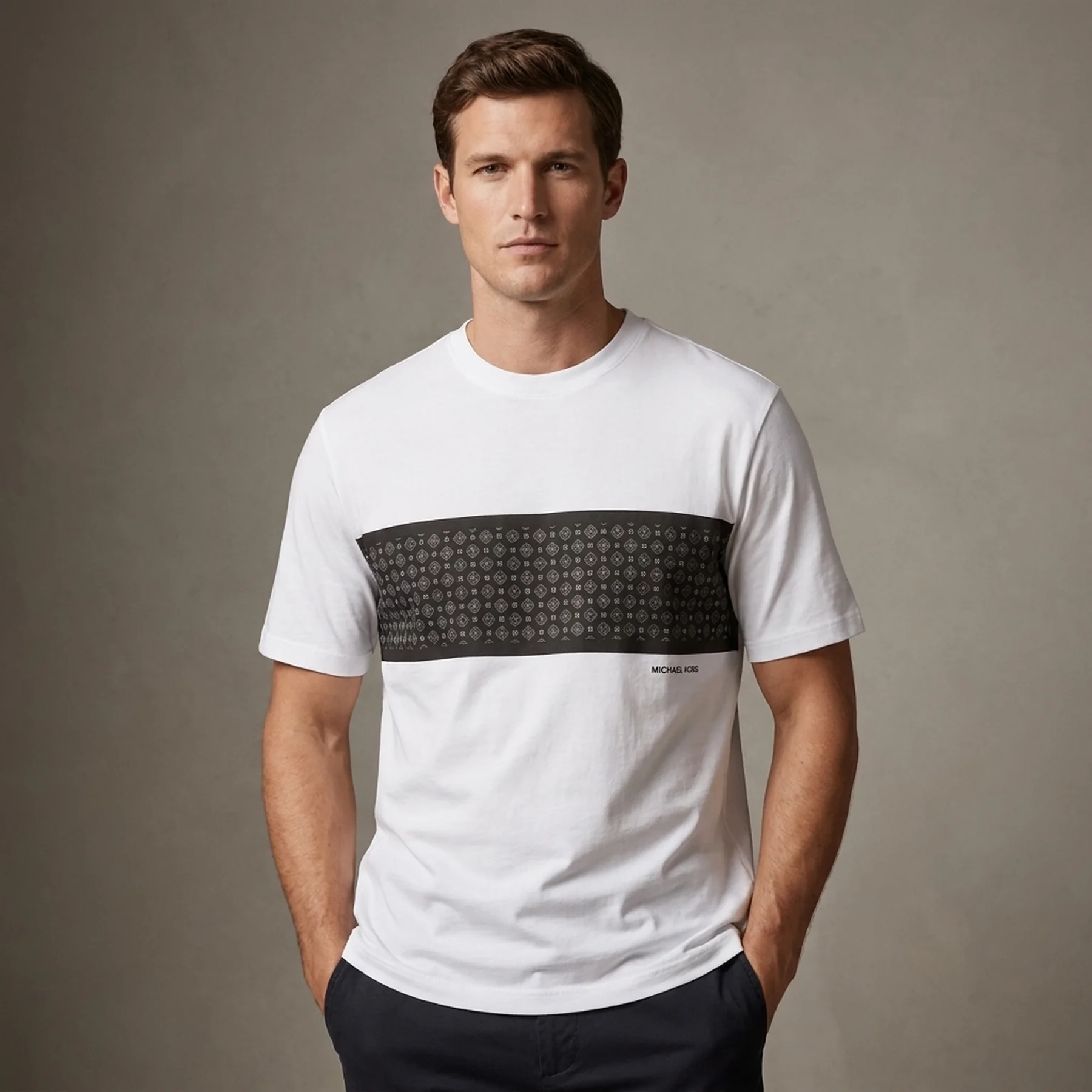 Футболка чоловіча Michael Kors Foulard Stripe Short-Sleeve Tee White