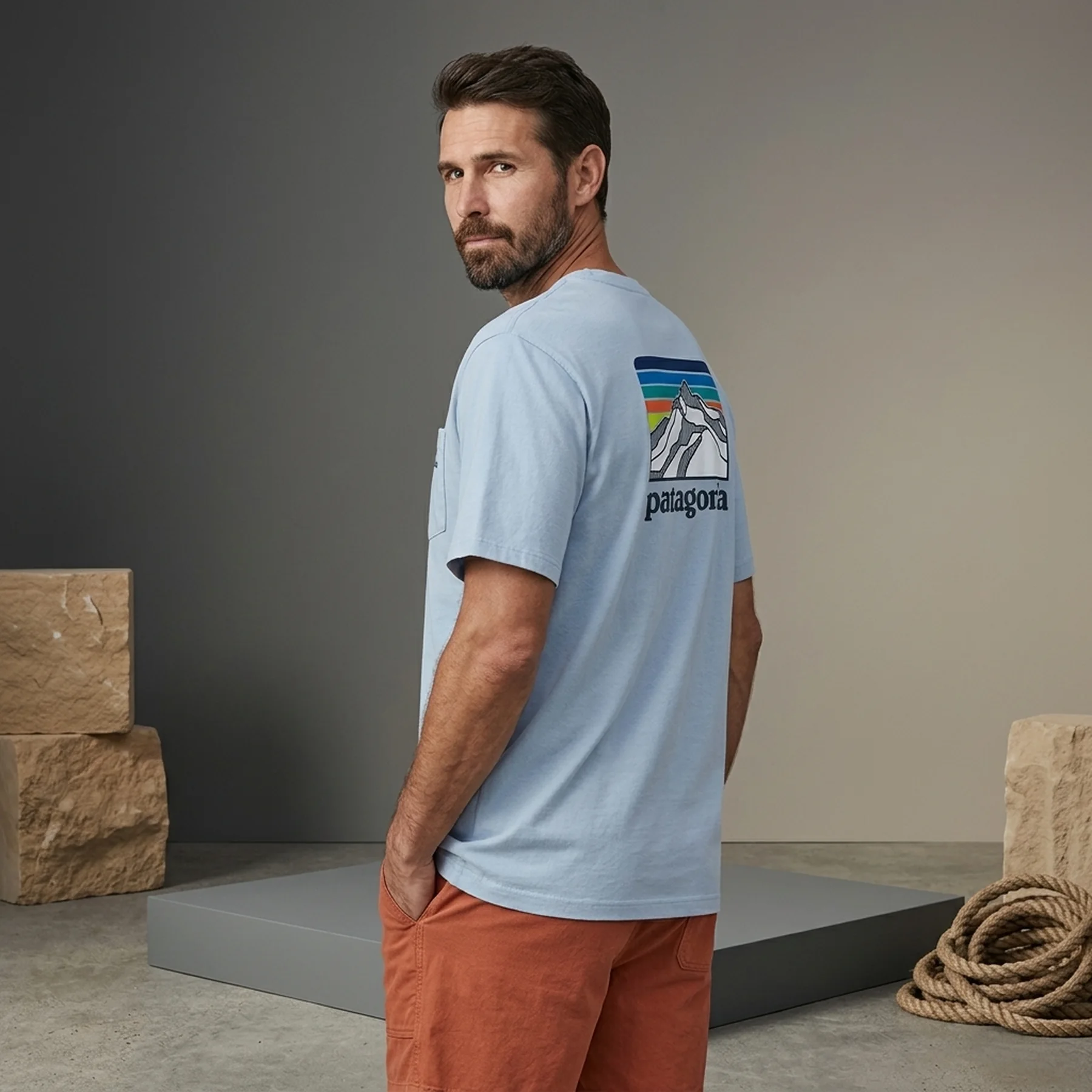 Футболка чоловіча Patagonia Men's Line Logo Ridge Pocket Responsibili-Tee (CHLE38511)