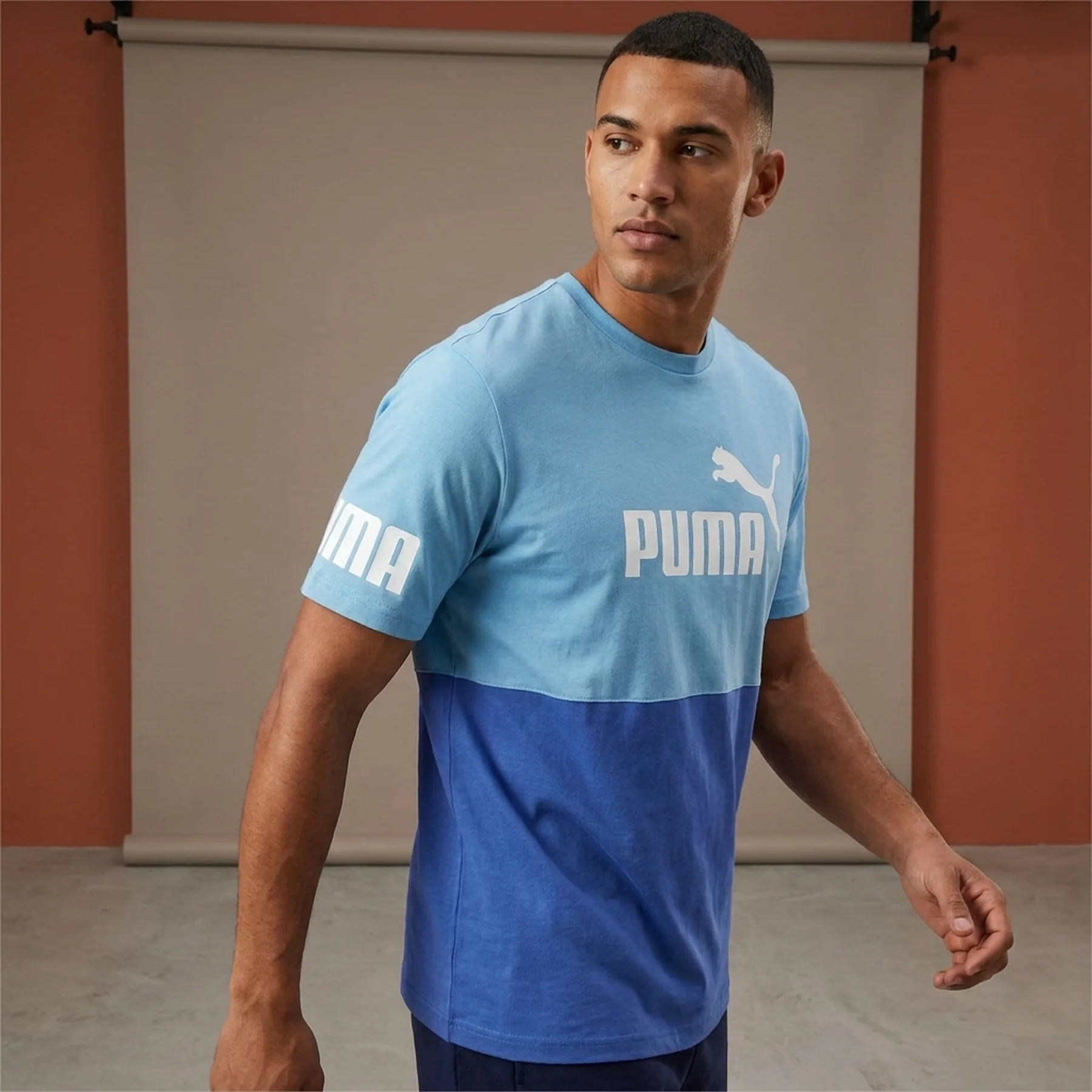 Футболка чоловіча Puma Power Colourblock Light Blue/Blue (673321-93)
