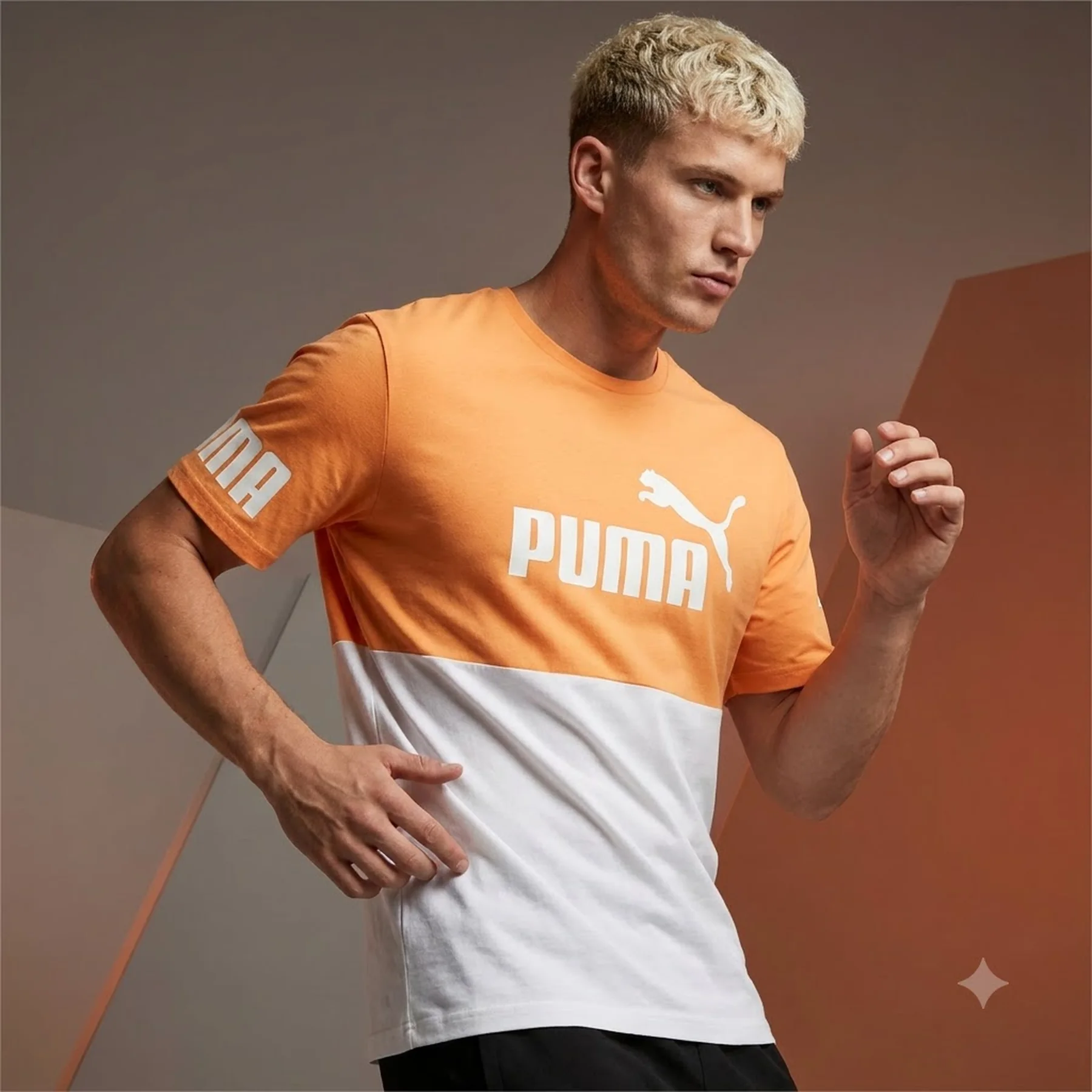 Футболка чоловіча Puma Power Colourblock Orange/White (673321-46)