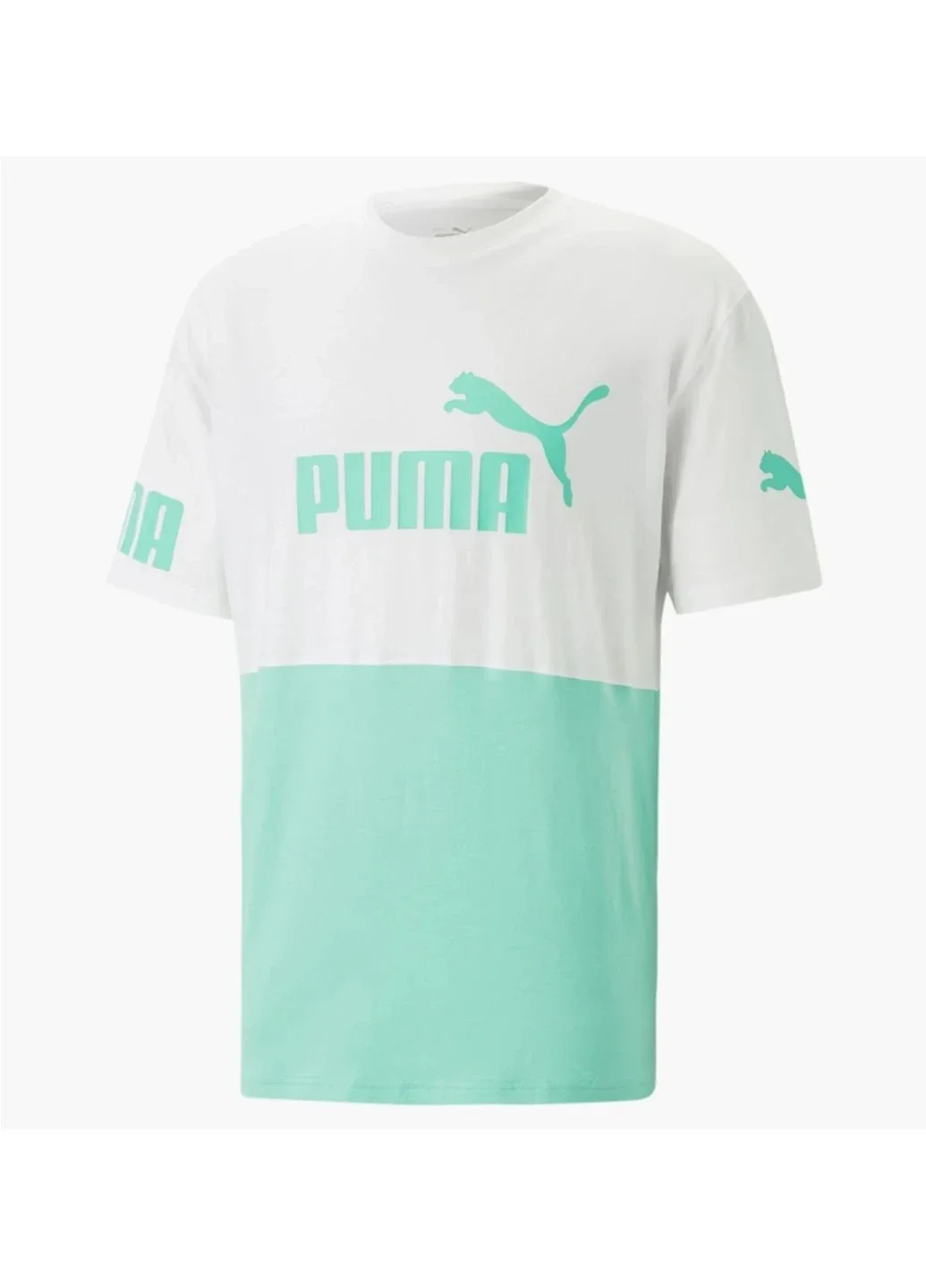 Футболка чоловіча Puma Power Colourblock White/Turquoise (673321-77)