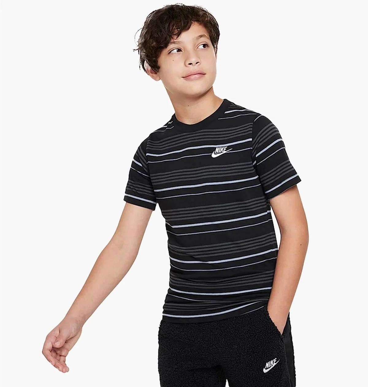 Футболка дитяча Nike Shirt K Nsw Tee Club Stripe, Black/Ashen Slate (FJ6348-011)