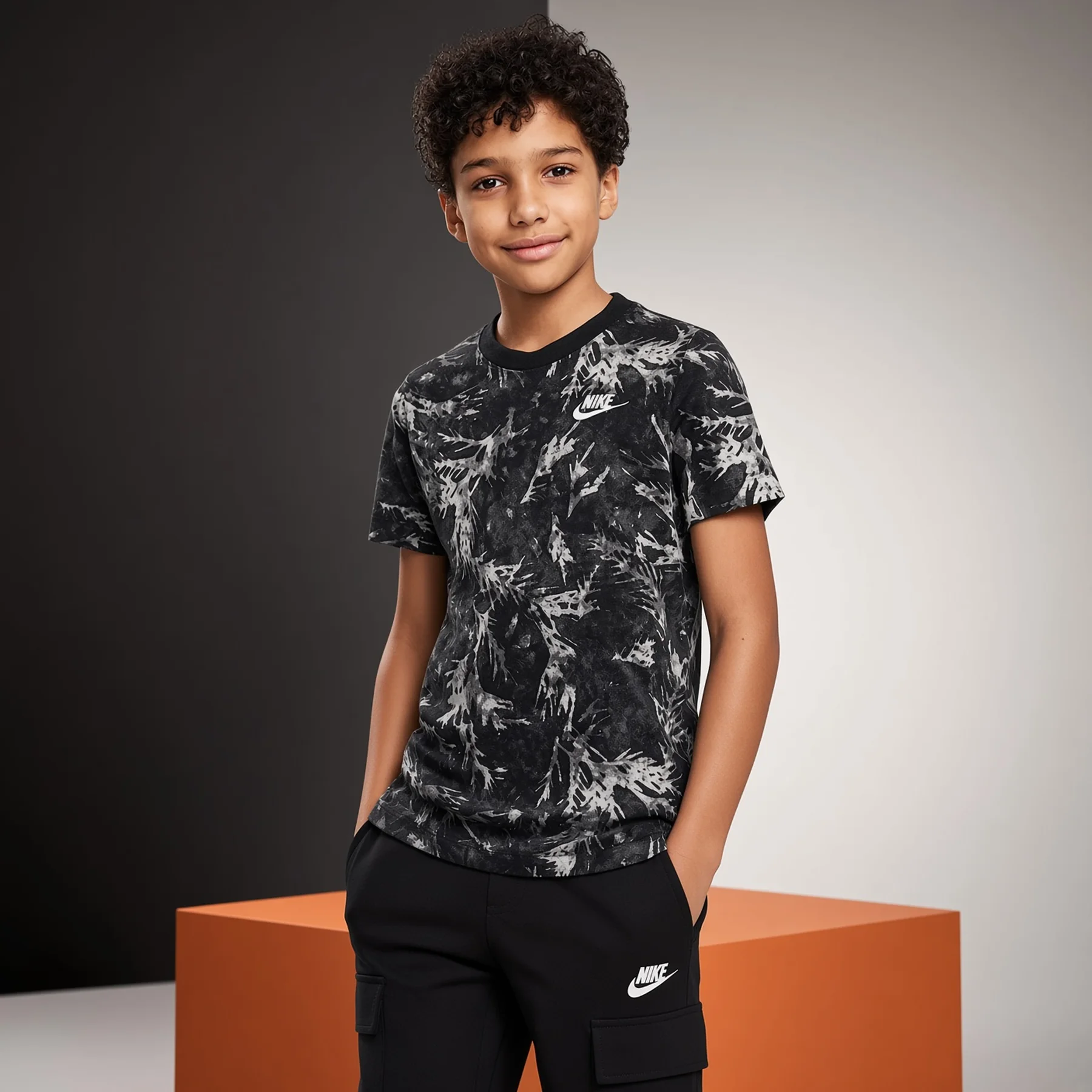 Футболка дитяча Nike T-Shirt Camo Leaf Aop Black (DQ3857-010)