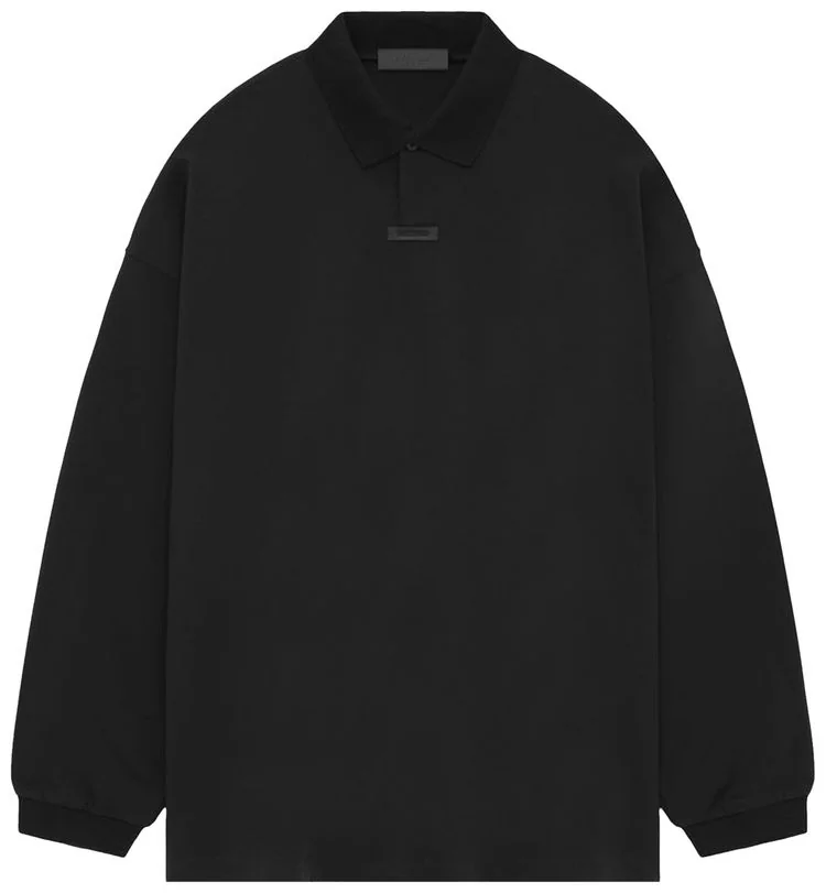 Футболка Essentials Fear Of God Essentials Black Logo Patch Long Sleeve Polo
