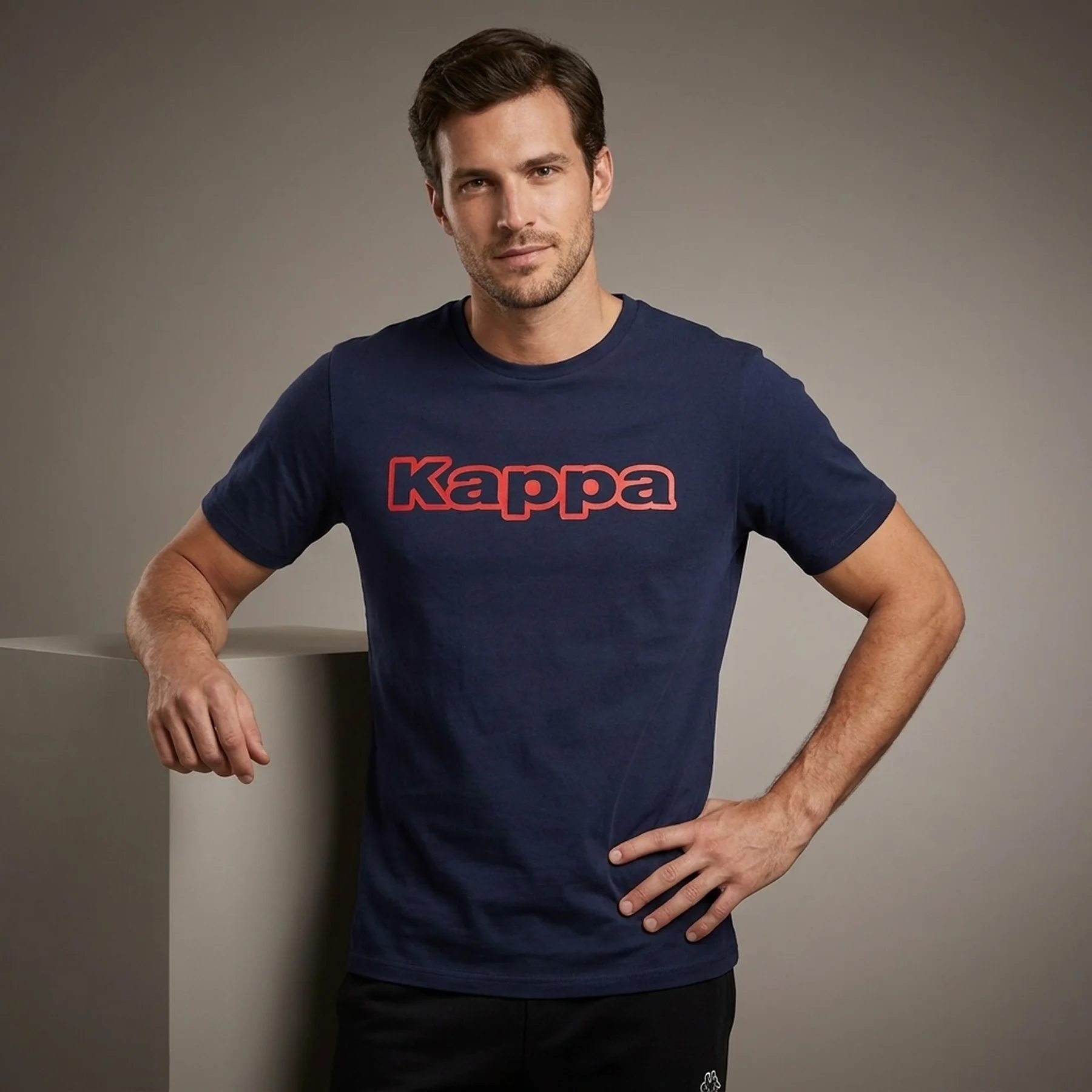 Футболка Kappa T-shirt Mezza Manica Girocollo con stampa logo pet темно-синій Чол XXL