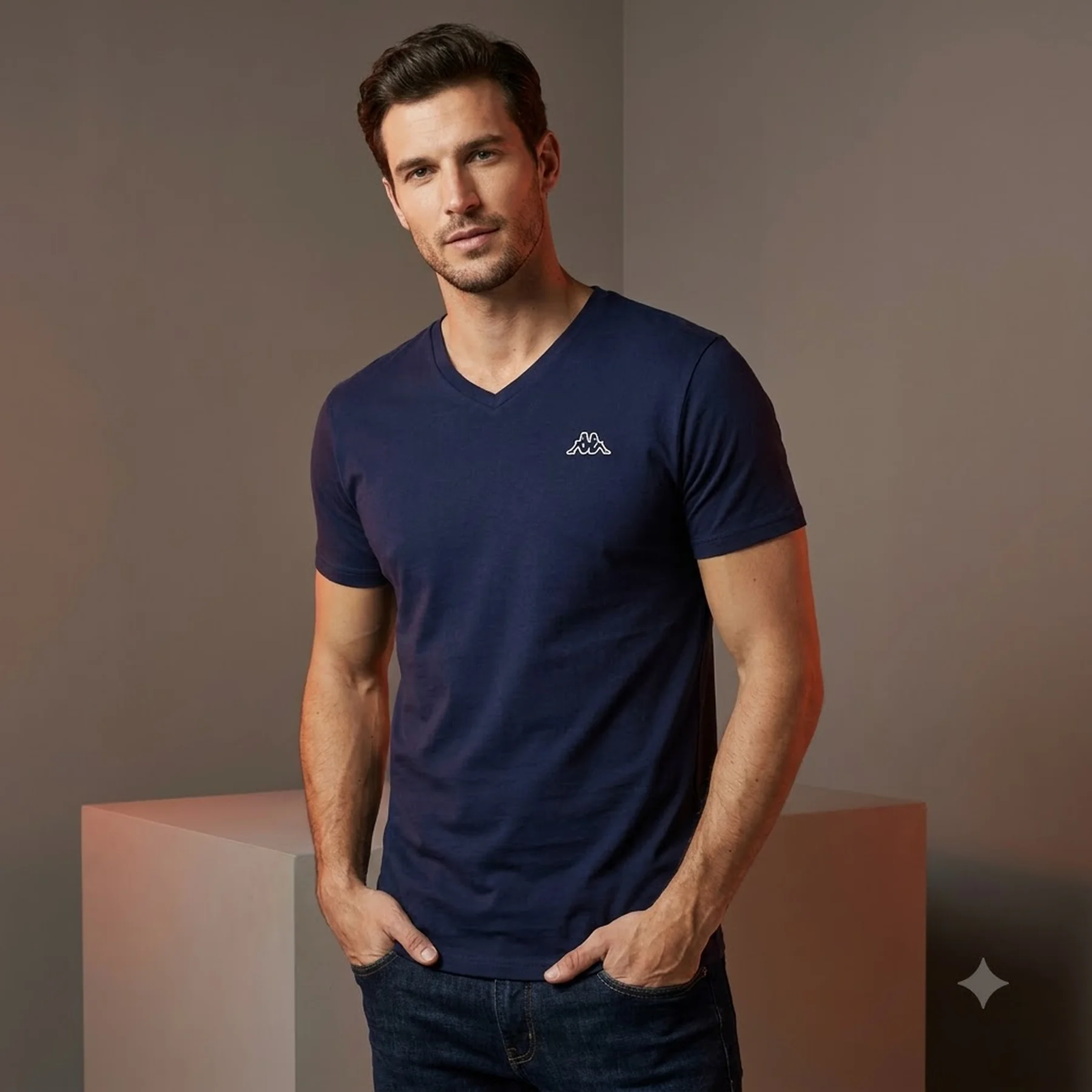 Футболка Kappa T-shirt Mezza Manica Scollo V темно-синій Чол L (K1311 BluNavy)
