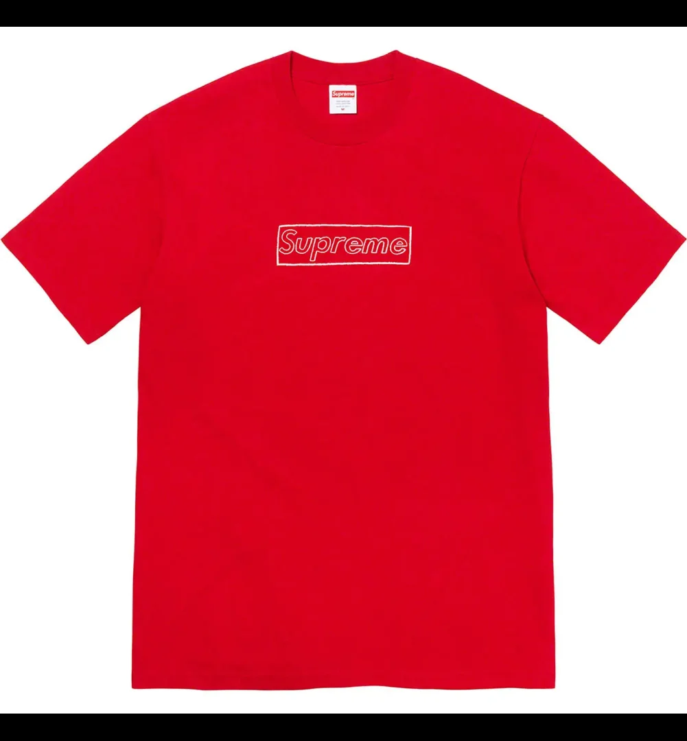 Футболка Supreme Kaws Chalk Logo Tee Pale red