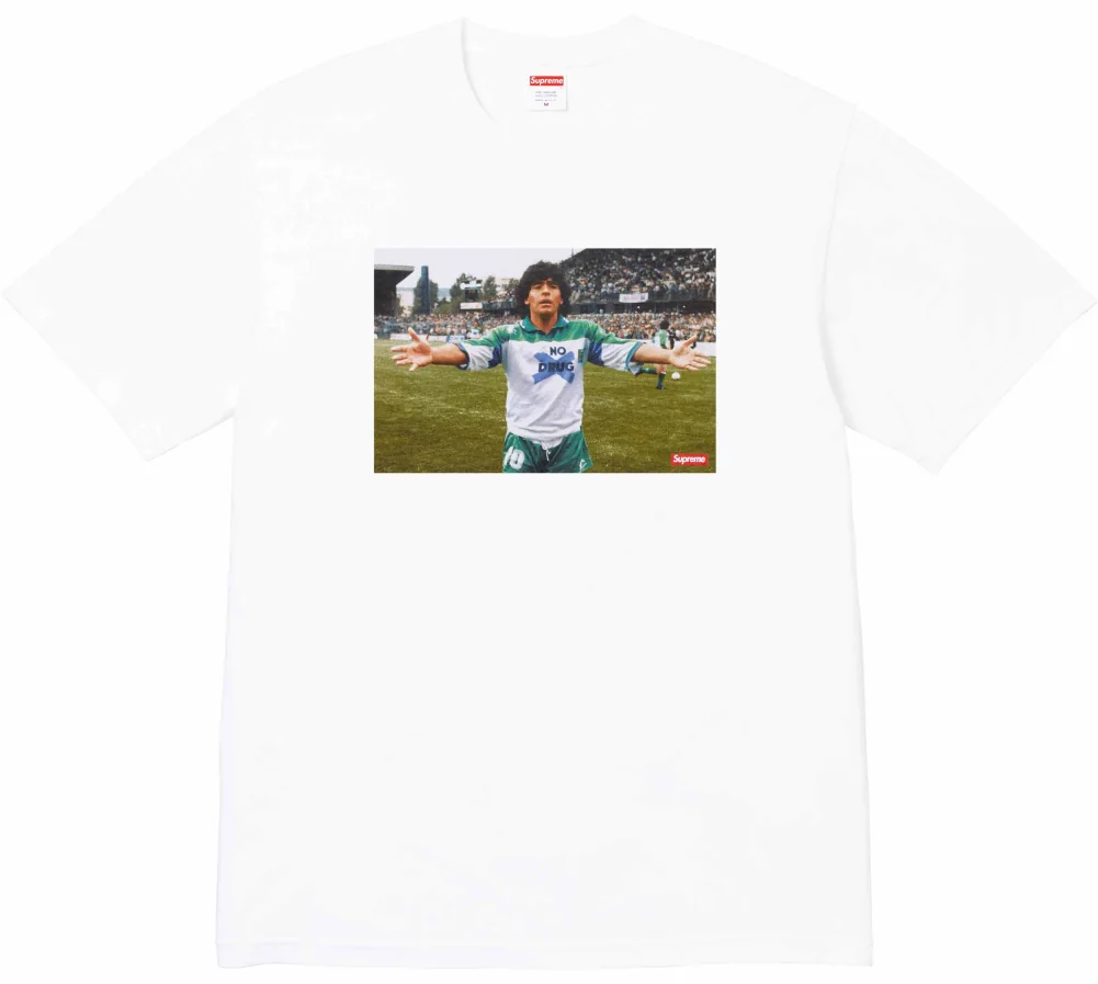 Футболка Supreme Maradona Tee Ash white