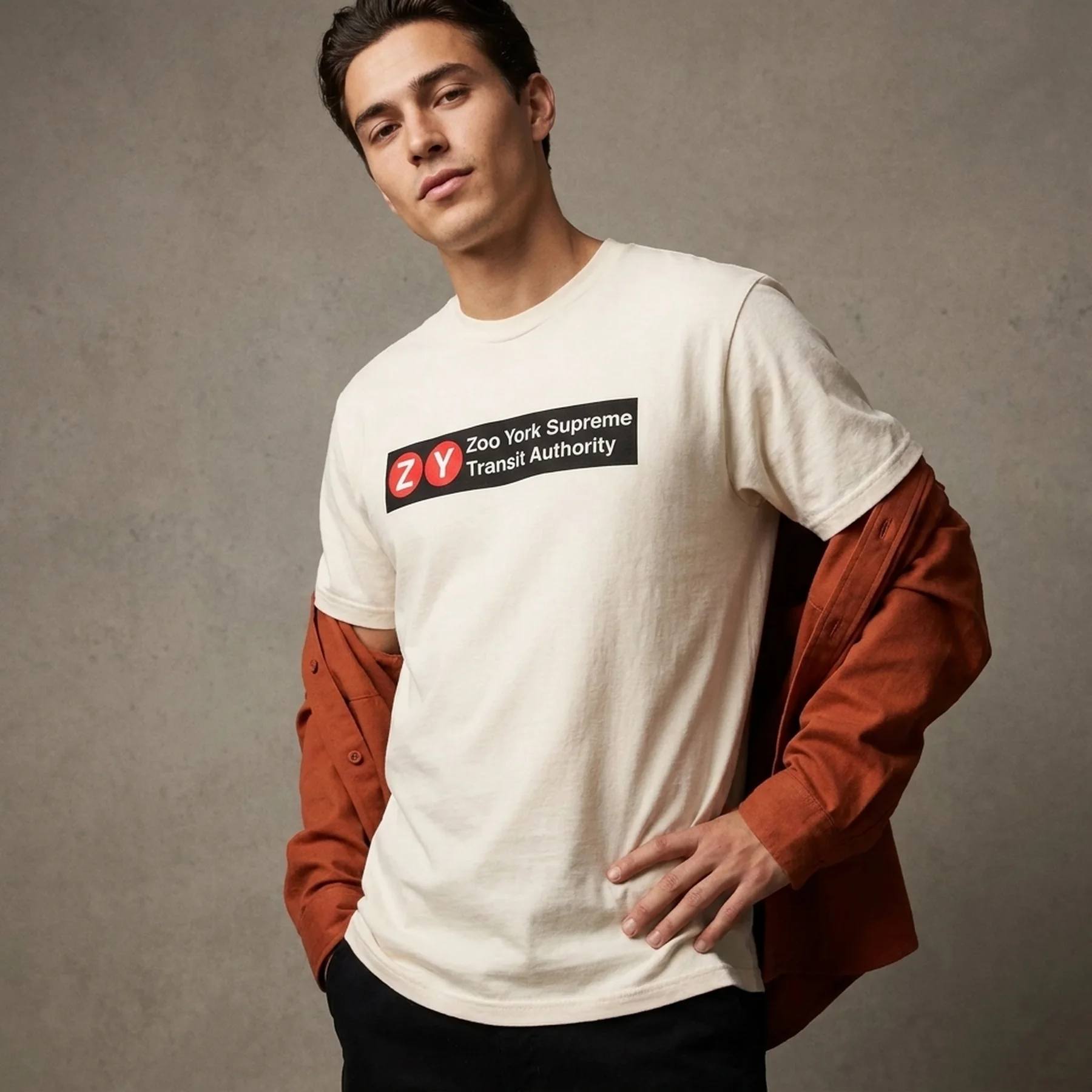 Футболка SUPREME/ZOO YORK TRANSIT TEE NATURAL