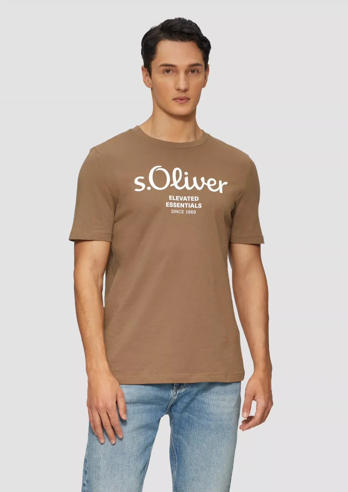 Футболка T-shirt à logo imprimé 2139909.84D1 s.Oliver L Коричневий