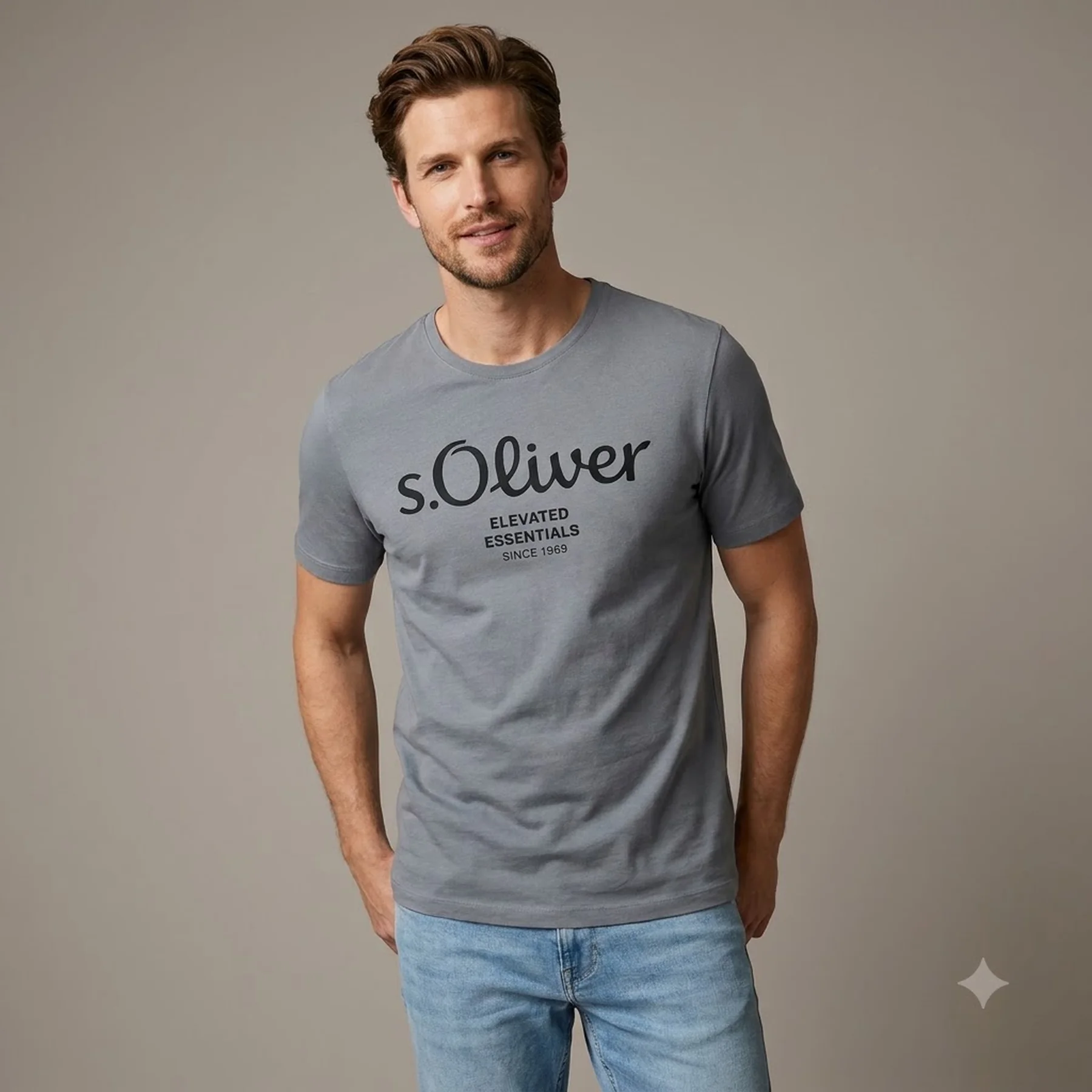 Футболка T-shirt à logo imprimé 2139909.95D1 s.Oliver L Сірий