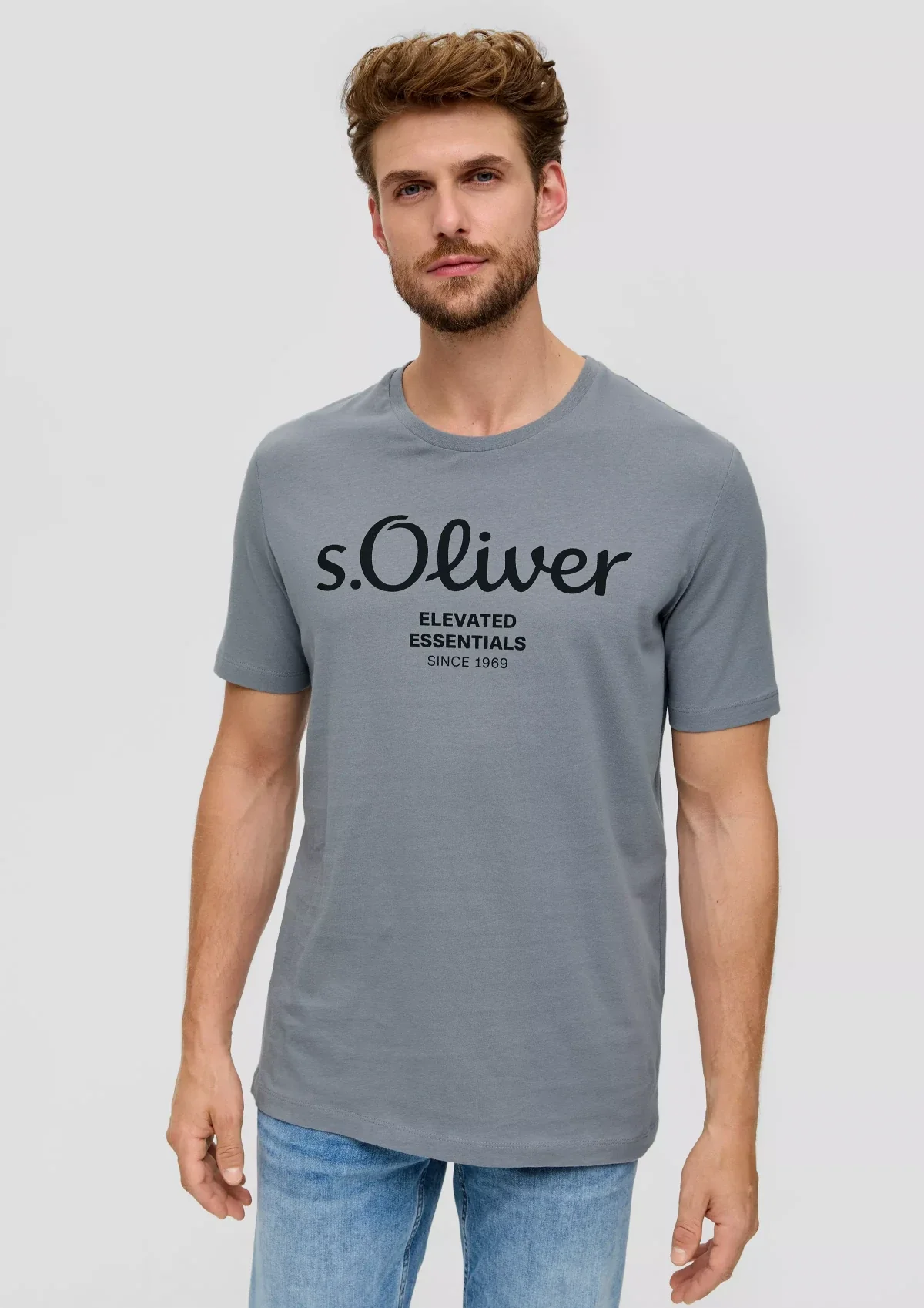 Футболка T-shirt à logo imprimé 2139909.95D1 s.Oliver L Сірий