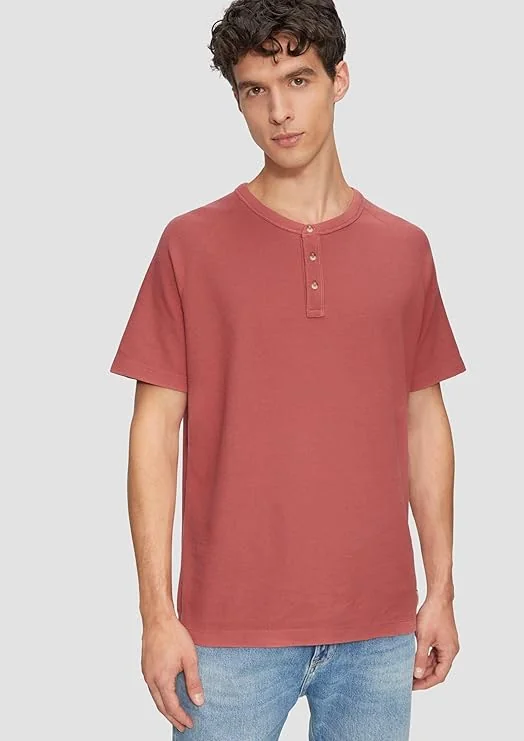 Футболка Waffle Henley Neck T-Shirt 2161840-4291 s.Oliver L Кораловий