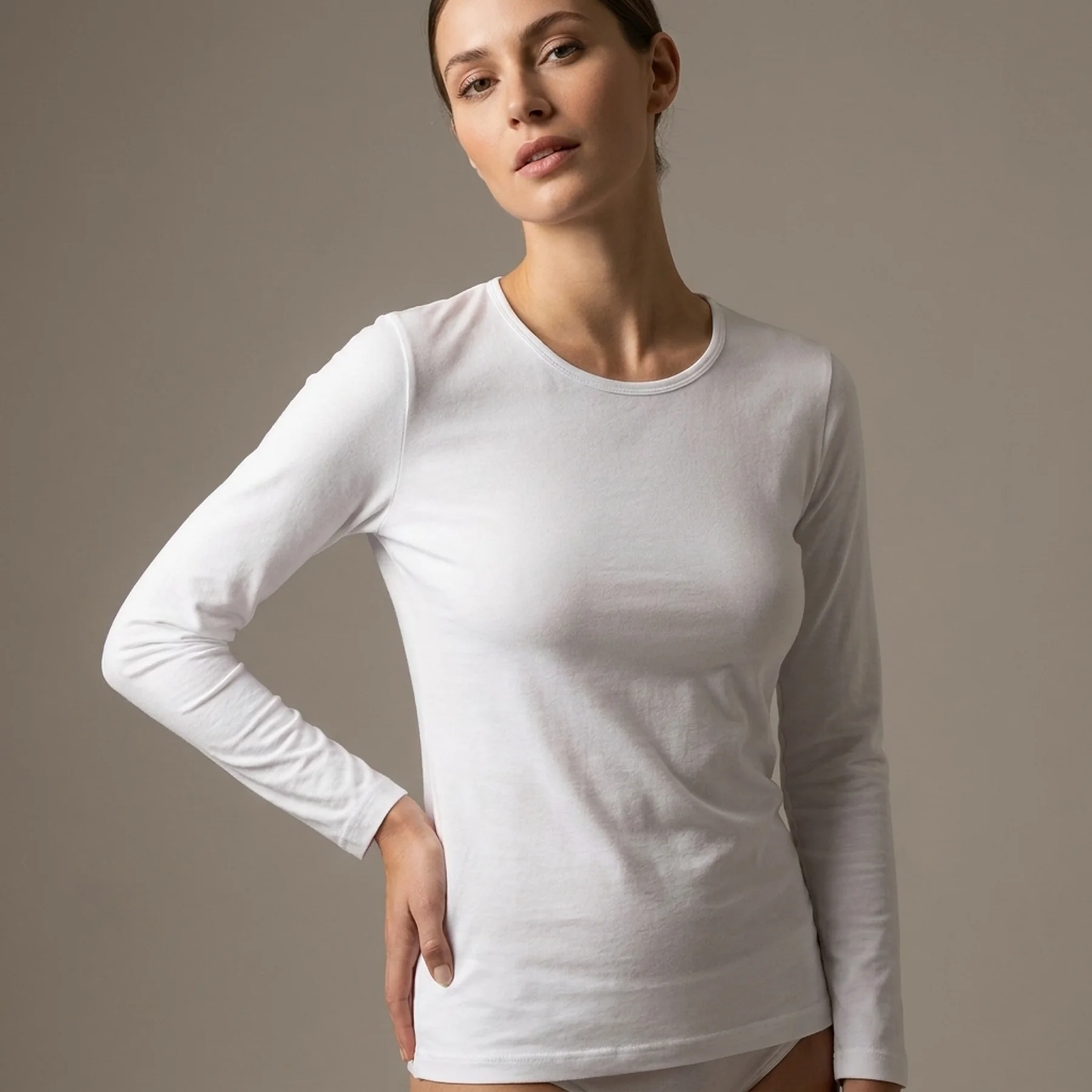 Футболка з довг рукавом T-shirt Manica Lunga Girocollo білий Жін M