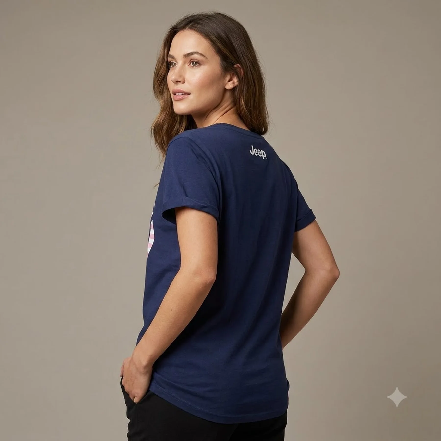 Футболка жіноча Jeep T-Shirt Oversize Star Striped Print Turn (O102613-A184)
