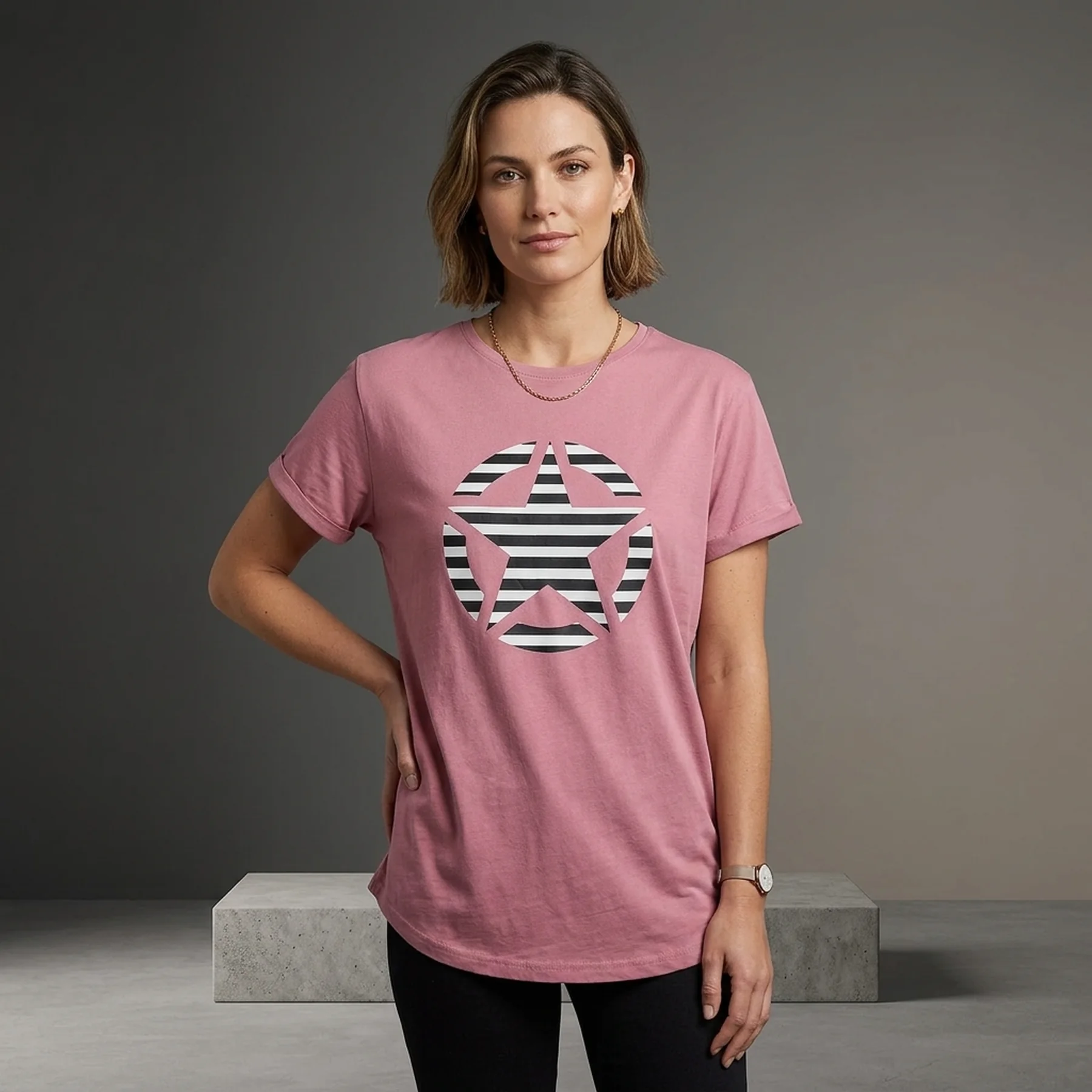 Футболка жіноча Jeep T-Shirt Oversize Star Striped Print Turn (O102613-P490)