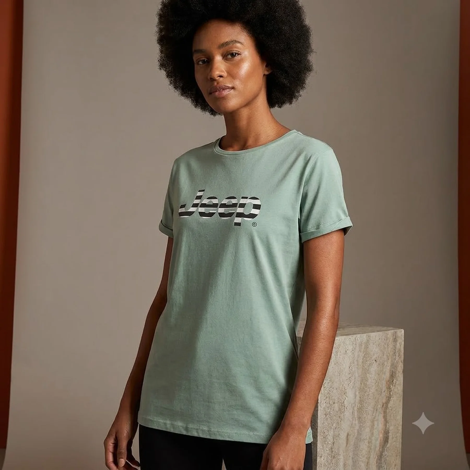 Футболка жіноча Jeep T-Shirt Oversize Striped Print Turn (O102611-E854)