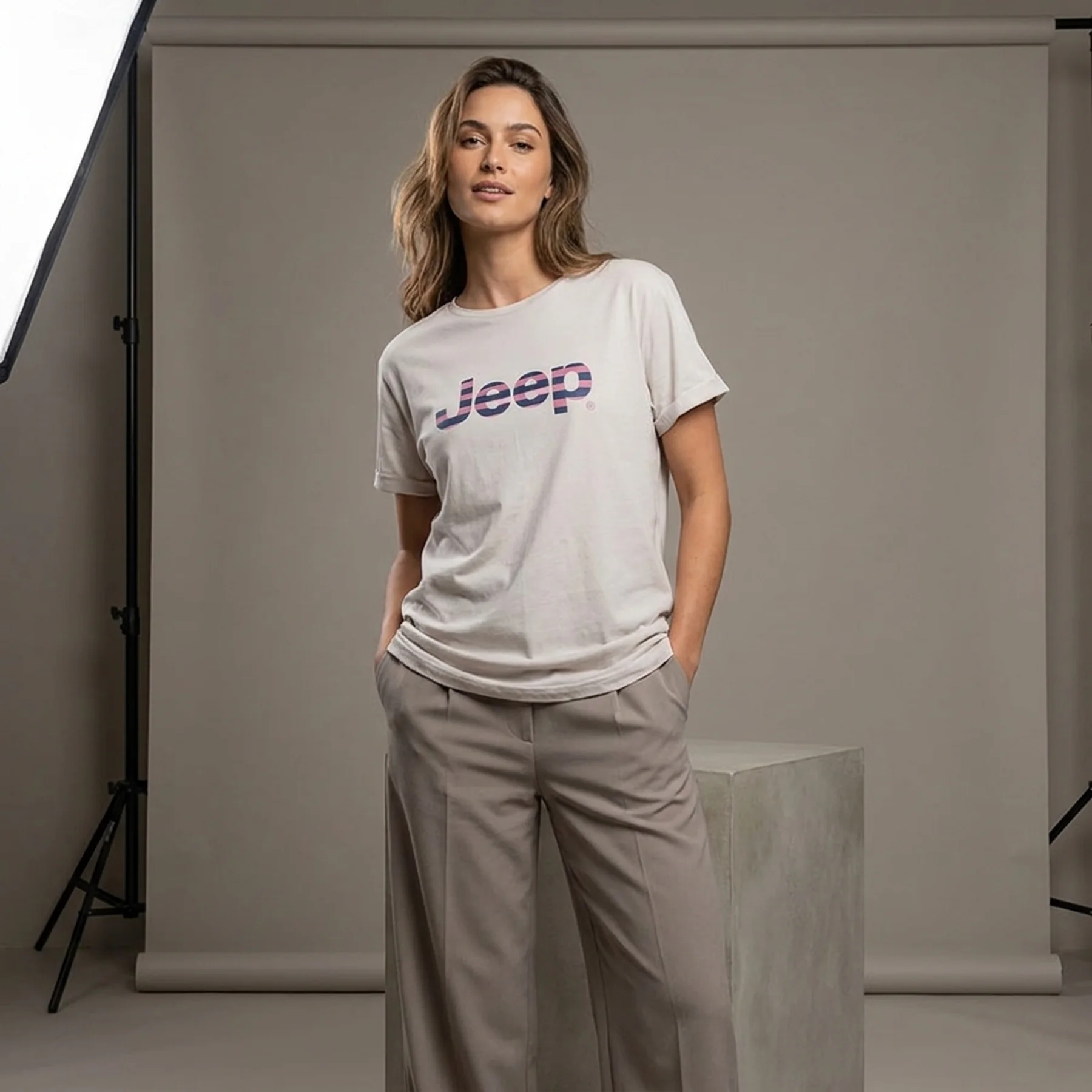 Футболка жіноча Jeep T-Shirt Oversize Striped Print Turn (O102611-J863)