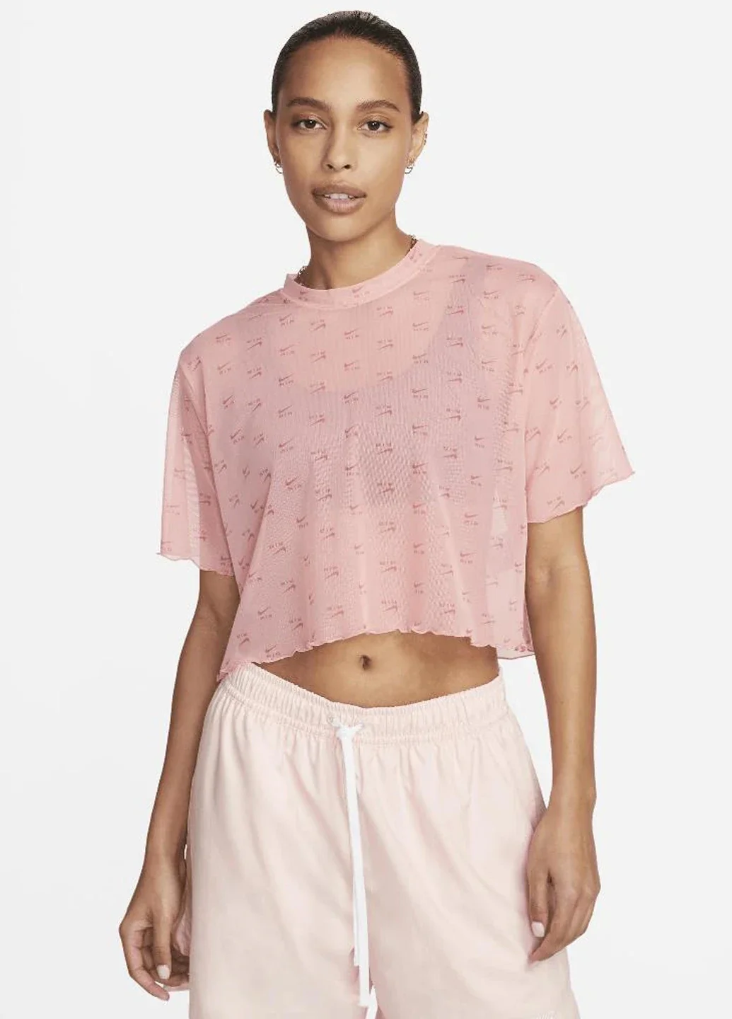 Футболка жіноча Nike Air Printed Mesh Short-Sleeve Crop Top (DV8245-611)
