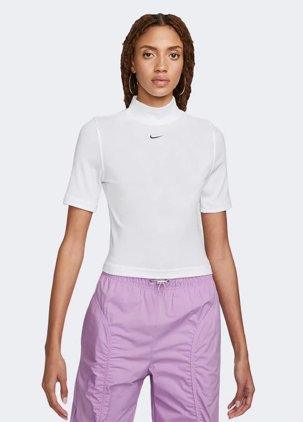 Футболка жіноча Nike Essntl Rib Mock Ss Top (DV7958-100)