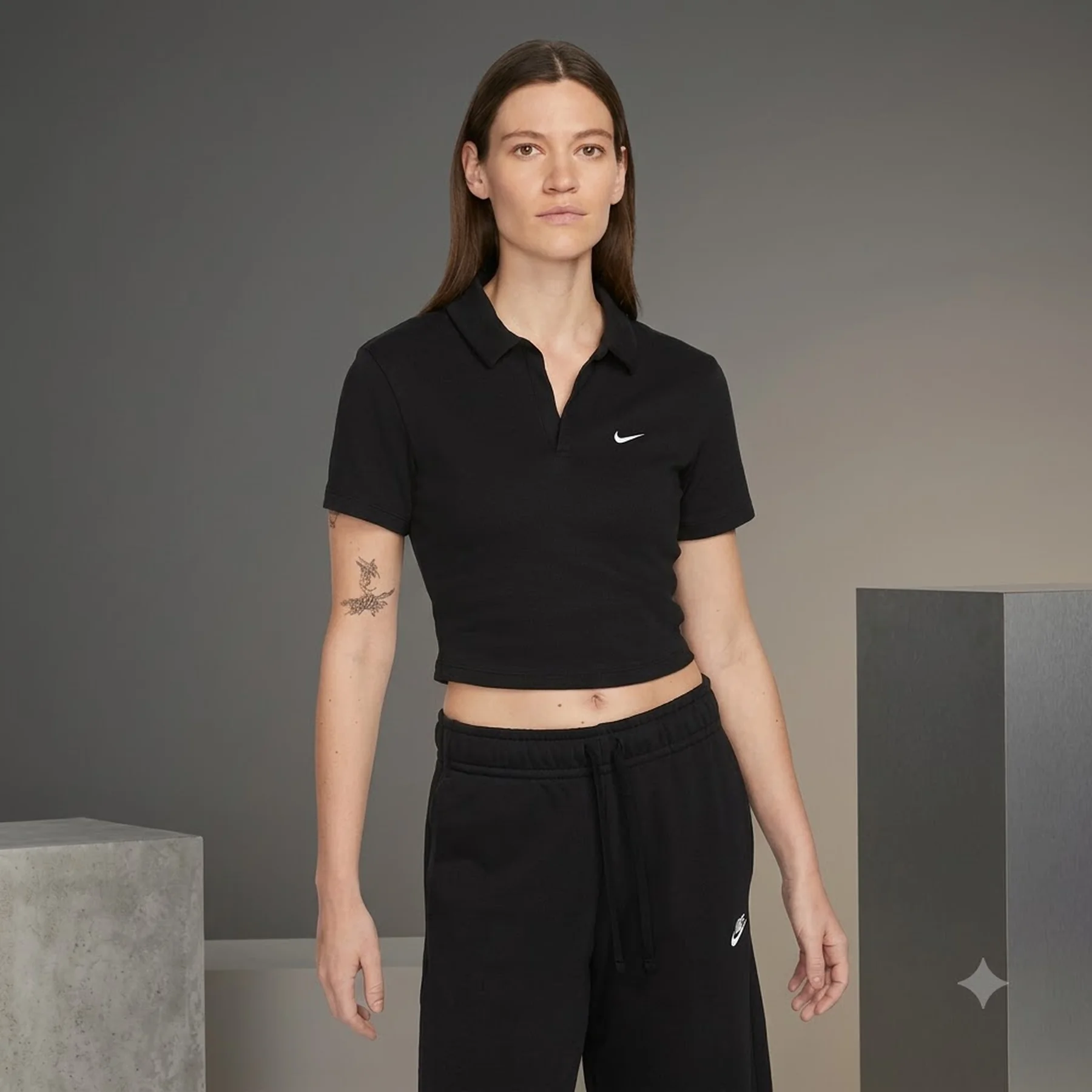 Футболка жіноча Nike Sportswear Essentials Short-Sleeve Polo Cropped (DV7884-010)