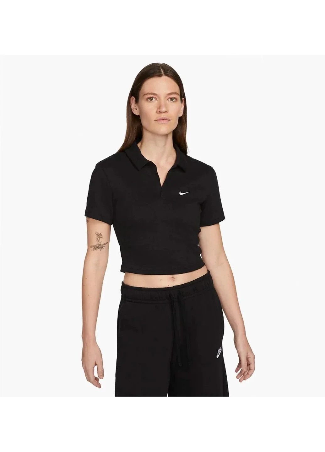 Футболка жіноча Nike Sportswear Essentials Short-Sleeve Polo Cropped (DV7884-010)
