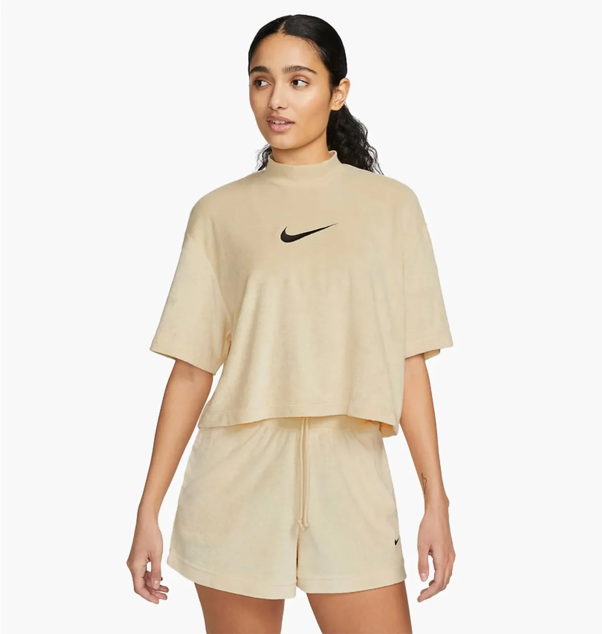 Футболка жіноча Nike Sportswear Mock-Neck Short-Sleeve Terry Top (FJ4894-294)