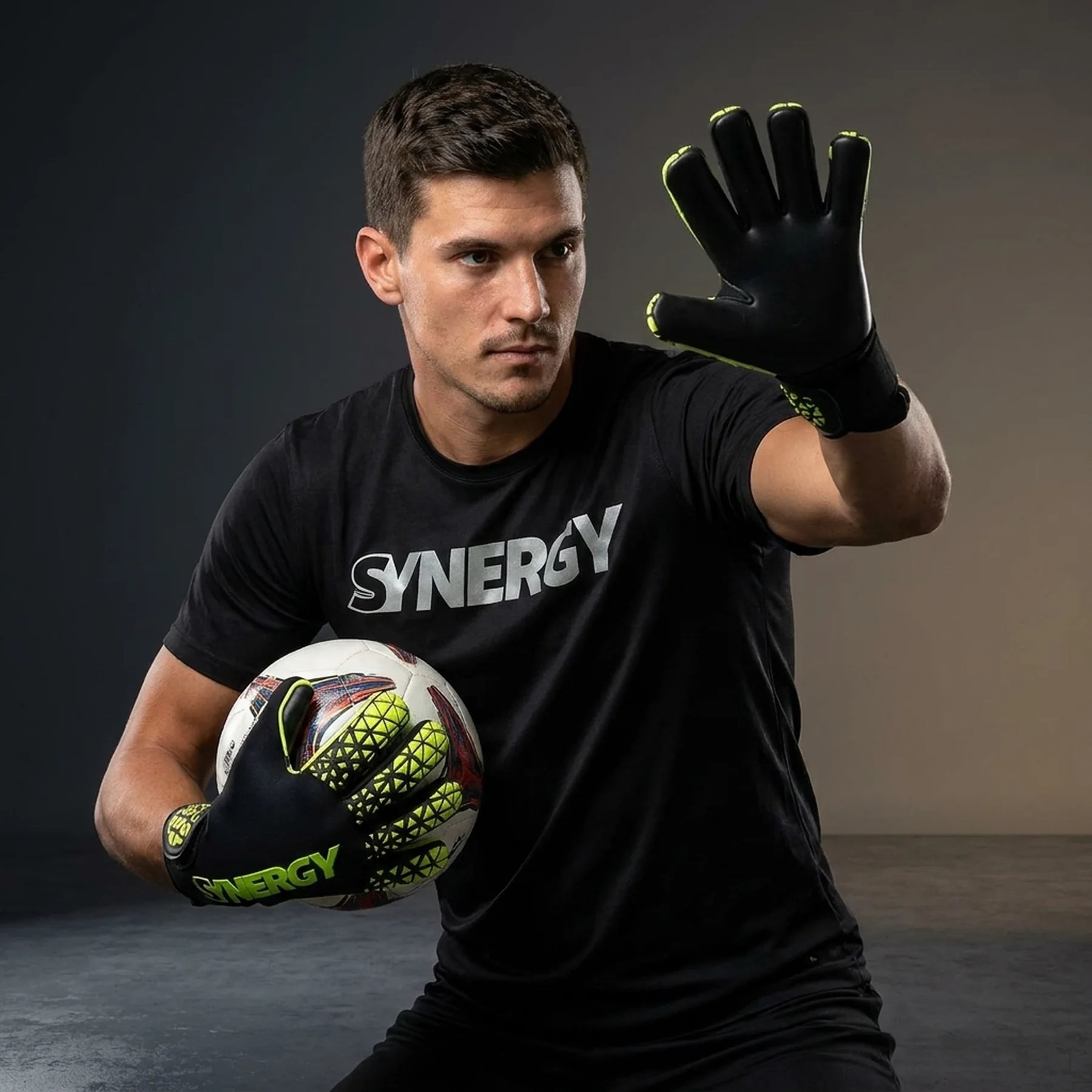 Футбольні рукавиці унісекс Synergy Dark Shine Black (SY2505)