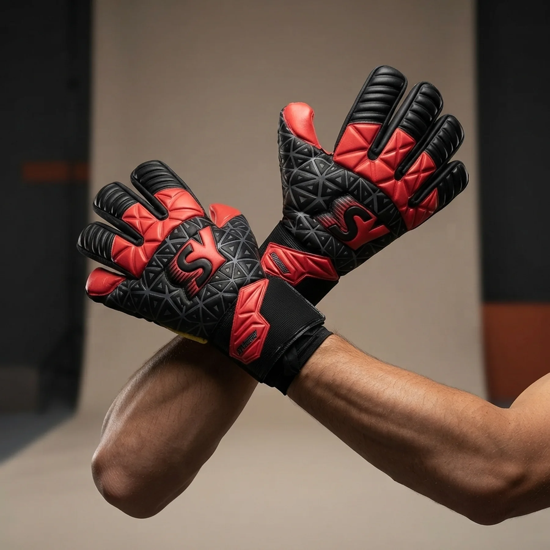 Футбольні рукавиці унісекс Synergy Influence Red 24 Red/Black (SY2515)