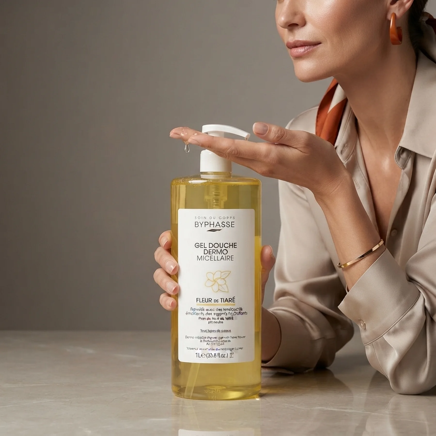 Гель для душа Byphasse Dermo Micellar Shower Gel 1000 мл Fleur de Tiare