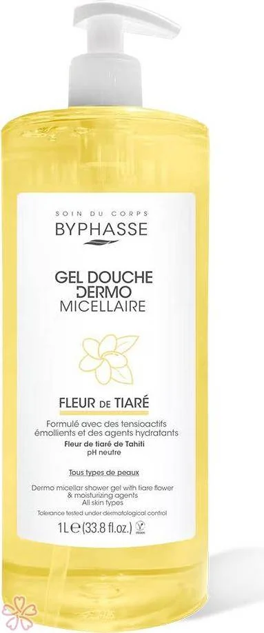 Гель для душа Byphasse Dermo Micellar Shower Gel 1000 мл Fleur de Tiare