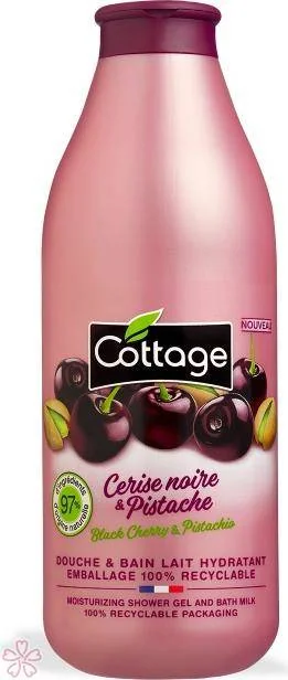 Гель-піна для ванни та душу Cottage Douce & Bain Lait 750 мл Чорна вишня та фісташки