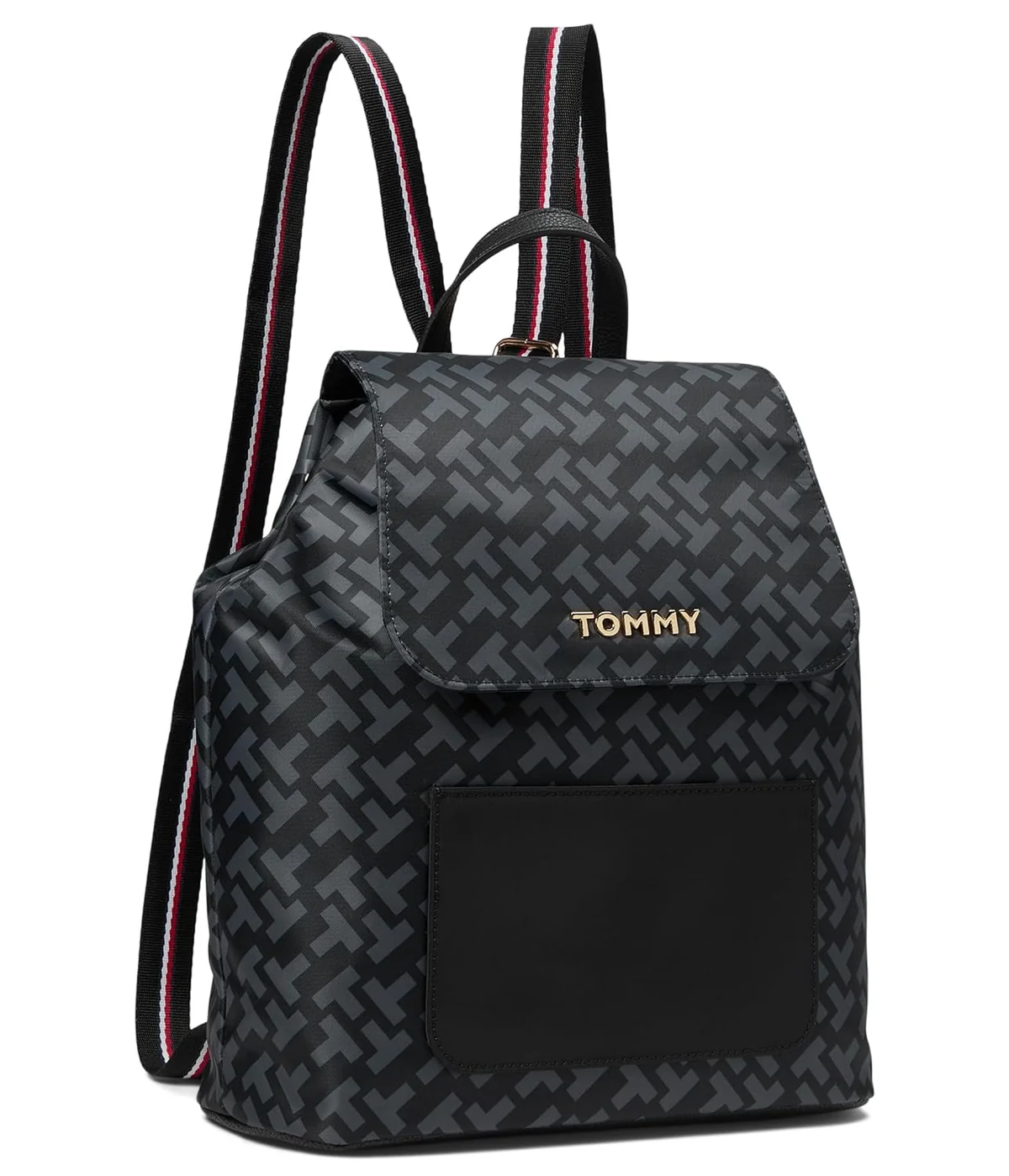 Гладкий жіночий рюкзак Jennie II Flap Tommy Hilfiger із монограмою 1159855242 (Чорний One size)