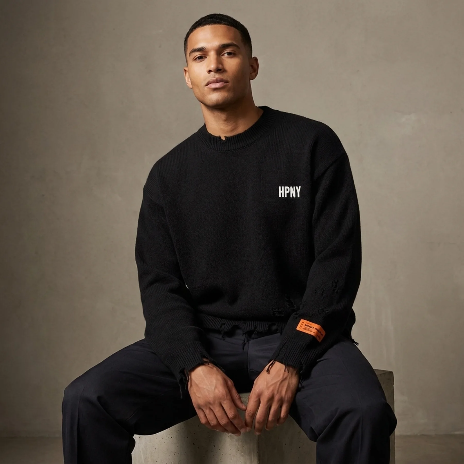 Heron Preston Shredded Knit Crewneck