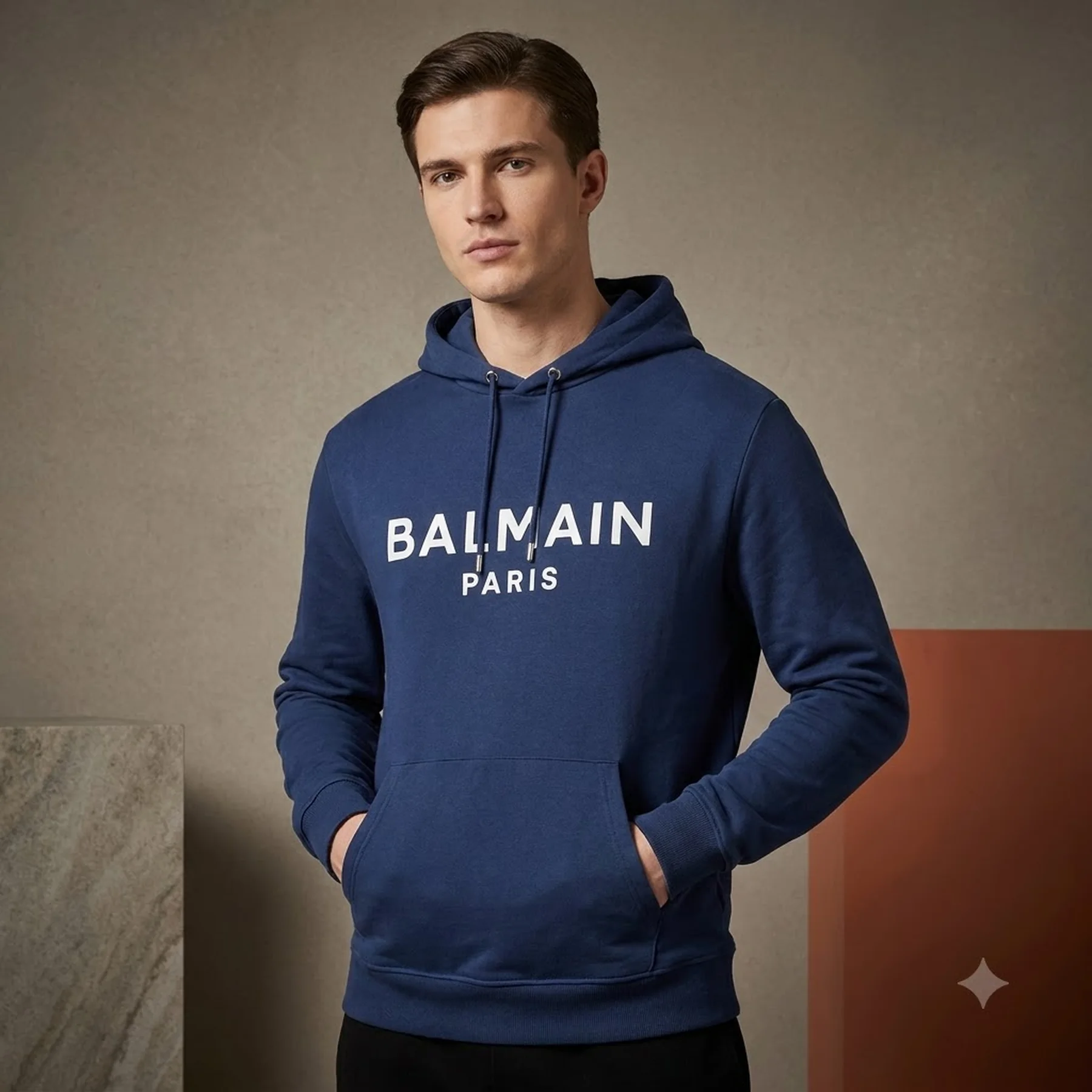 Худі чоловіче Balmain Blue Hoodie Речі Horizon
