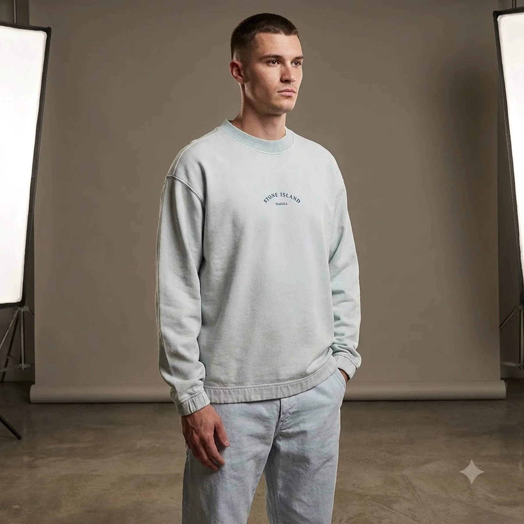Худі чоловіче Stone Island Marina Plated Dyed Popover Hoodie - Sky Blue Pczec
