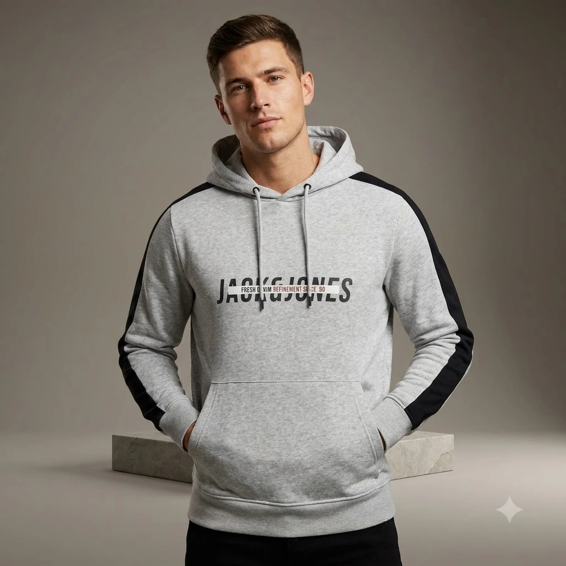 Худі JJCUT SWEAT HOOD 12200692-Light Grey Melange Jack & Jones M Сірий