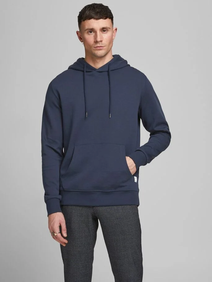 Худі JJEBASIC SWEAT HOOD NOOS 12182537-Navy Blazer-Fit:REG Jack & Jones S Темно-синій