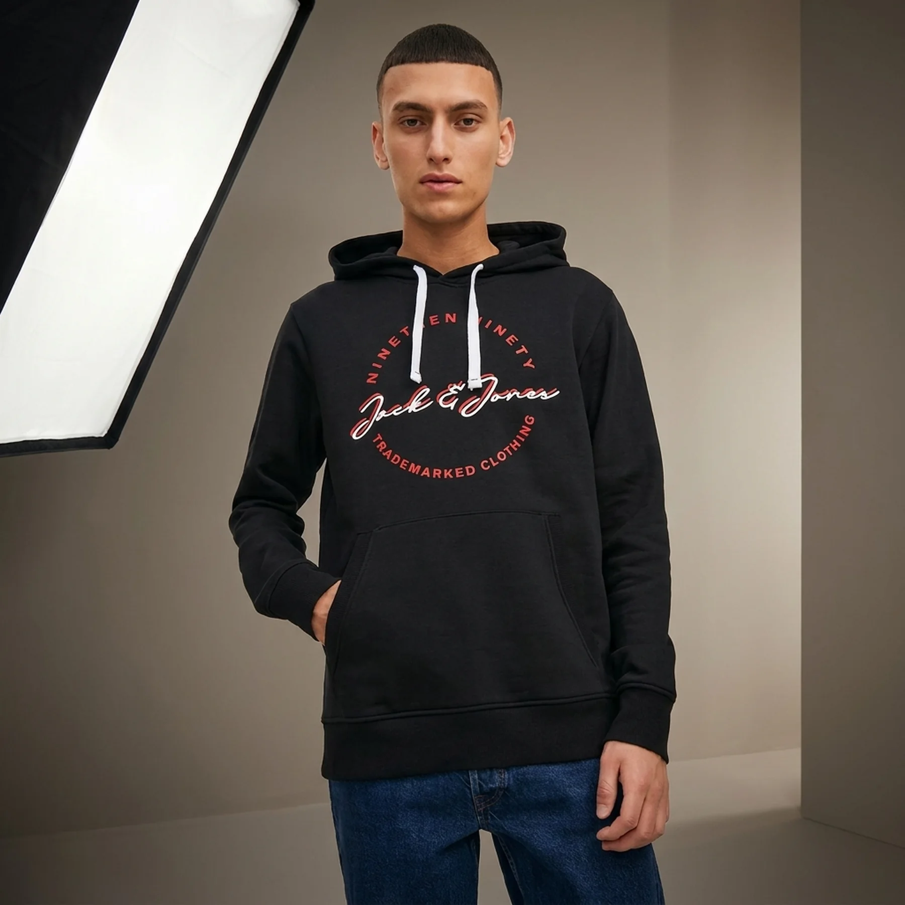Худі JJSTAMP SWEAT HOOD 12211551-Black Jack & Jones XXL Чорний