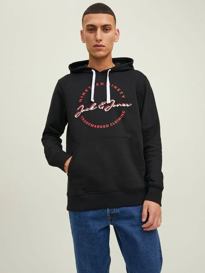 Худі JJSTAMP SWEAT HOOD 12211551-Black Jack & Jones XXL Чорний