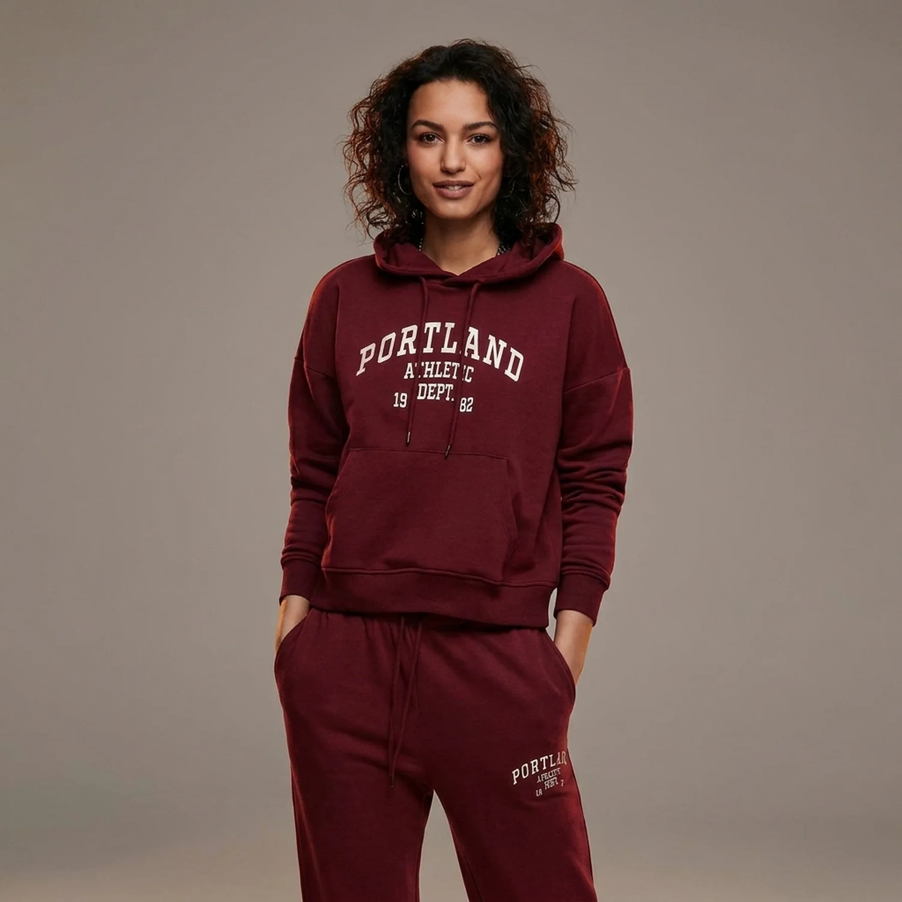 Худі ONLCOLLEGE LIFE L/S HOOD SWT 15235558 Cabernet ONLY XL Бордовий