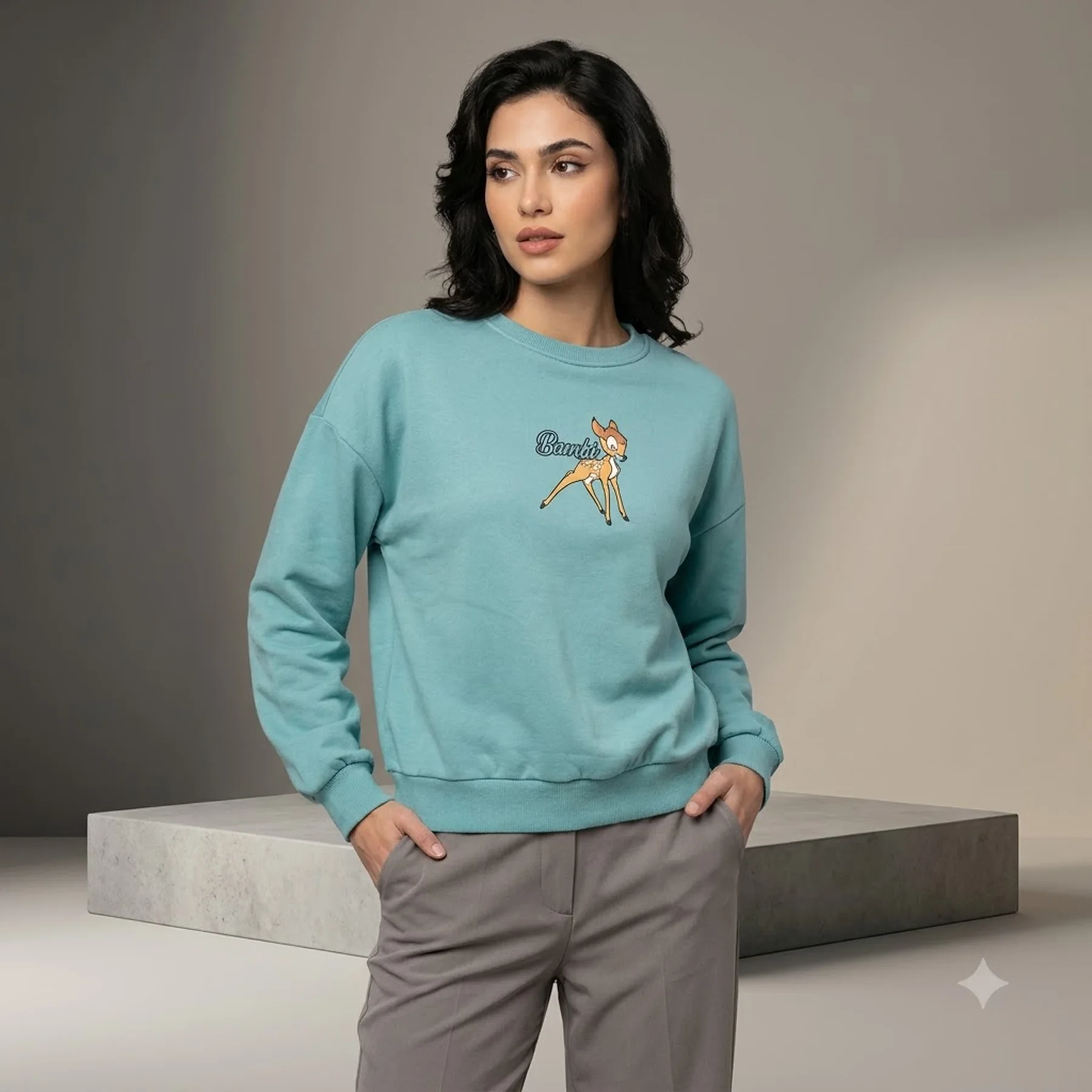 Худі ONLDISNEY LIFE L/S BAMBI BOX SWT 15250089-Dusty Turquoise-Print:BAMBI ONLY S Бірюзовий